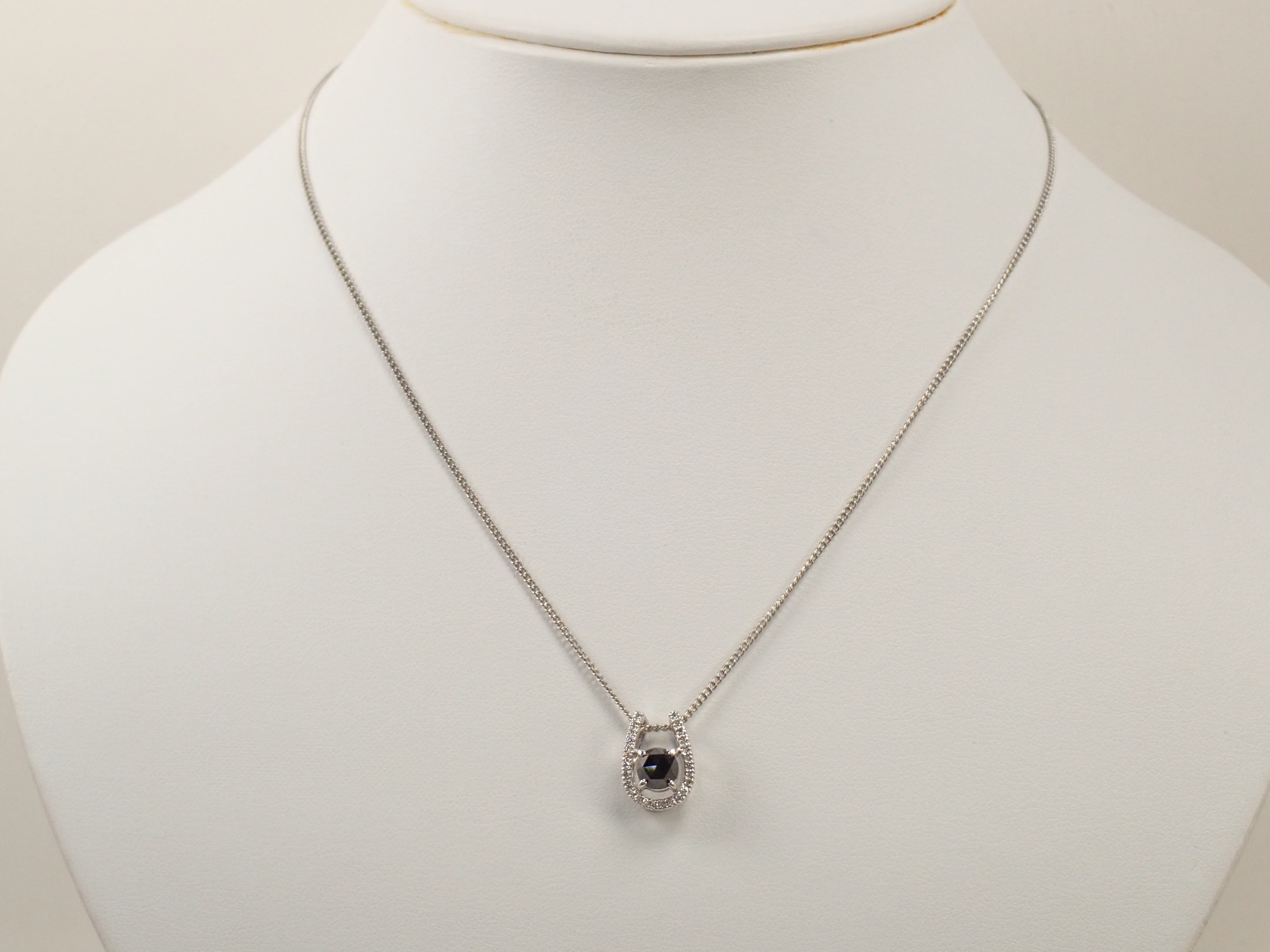 【22602612掲載】【カラフリ】K14WG ブラックダイヤモンド 0.89ct ペンダントトップ（ネックレストップ）