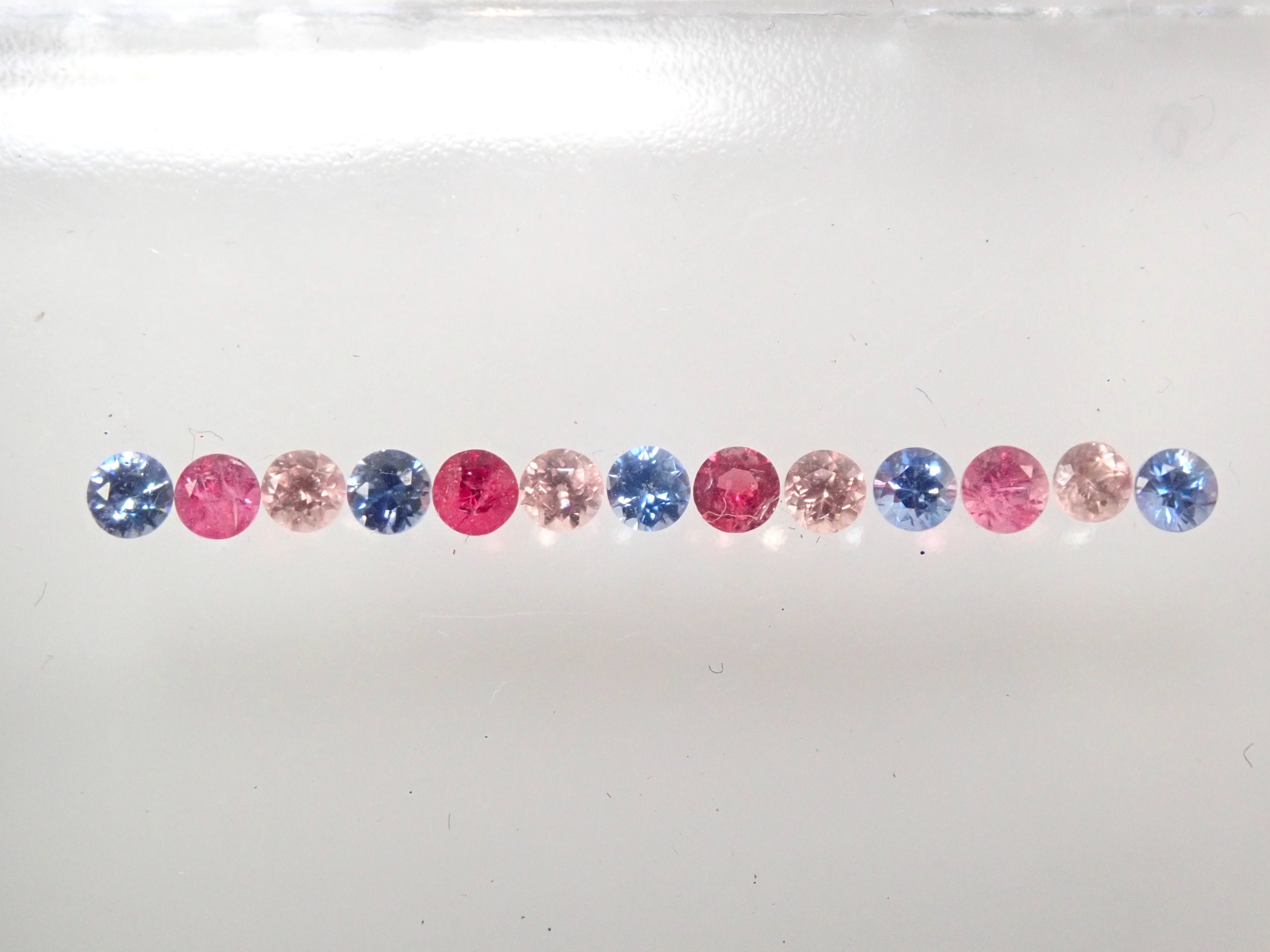 America's three most rare stones 13-stone set (Benitoite, Rhodochrosite, Red Beryl) Half eternity ring set (2.0mm)