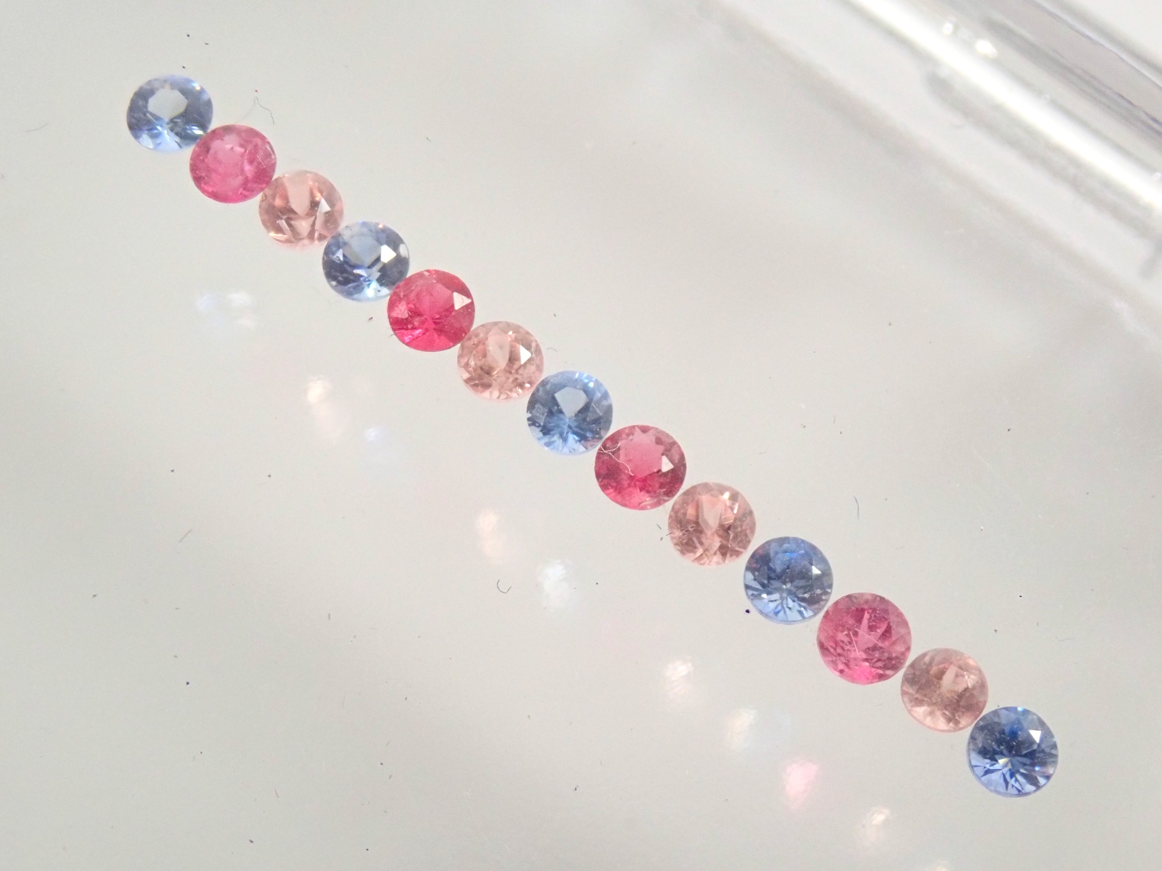 America's three most rare stones 13-stone set (Benitoite, Rhodochrosite, Red Beryl) Half eternity ring set (2.0mm)