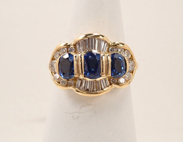 K18 ブルーサファイア 1.89ct・ダイヤモンド0.74ctリング 鑑別書