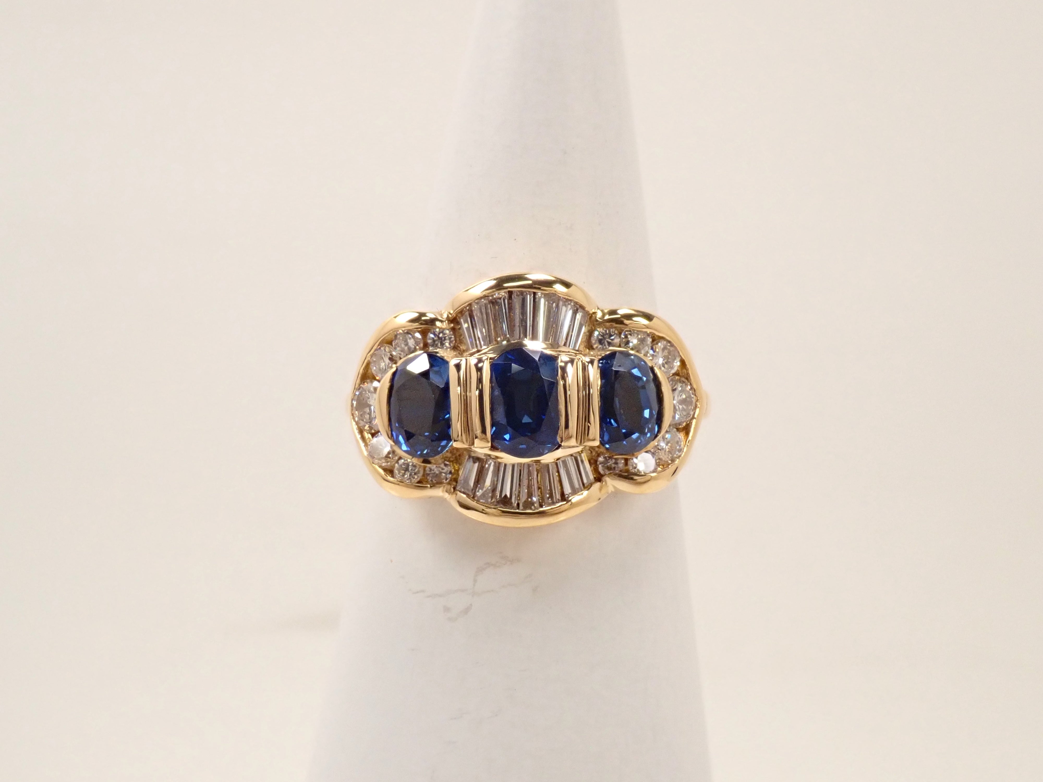 【6/27 22時販売】【カラフリ】K18 ブルーサファイア 1.89ct・ダイヤモンド0.74ctリング 鑑別書