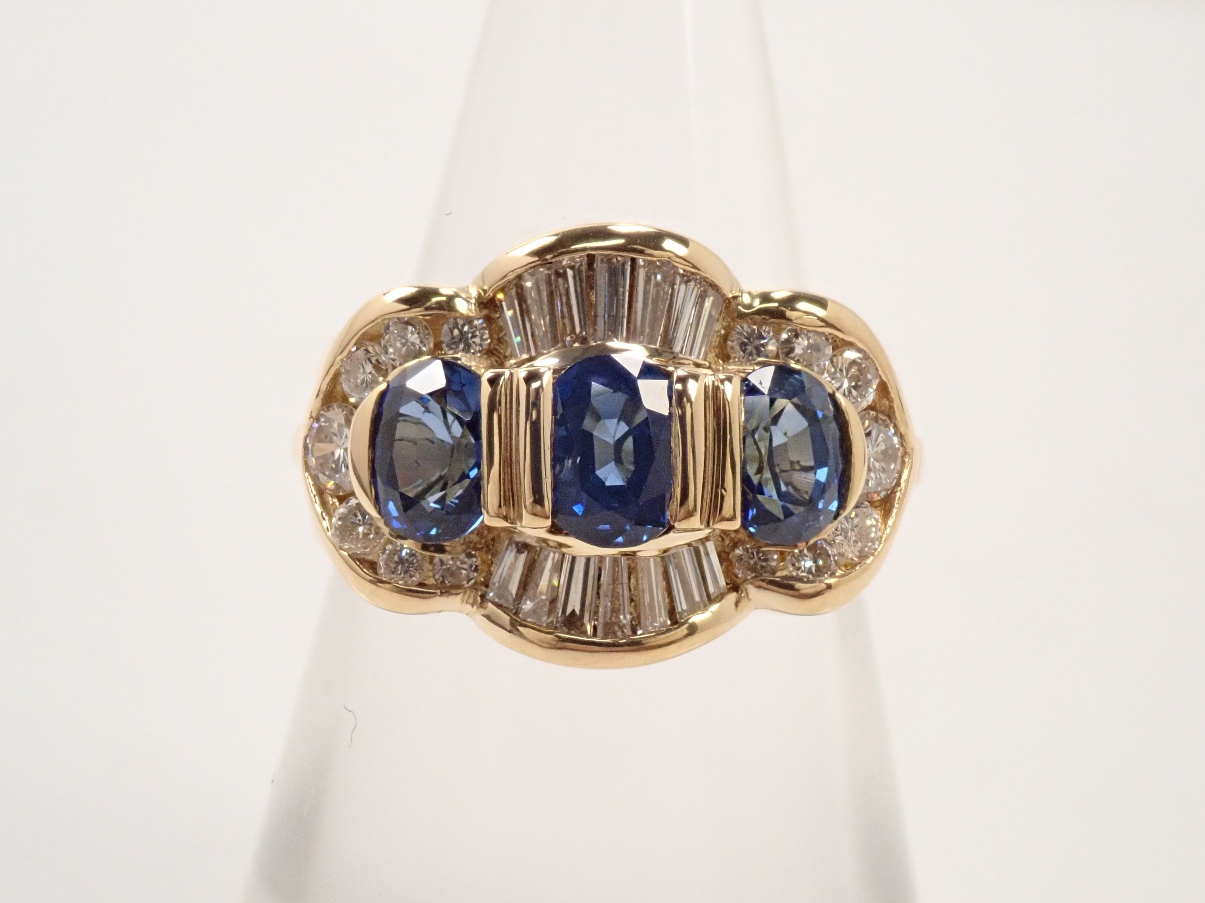 K18 ブルーサファイア 1.89ct・ダイヤモンド0.74ctリング 鑑別書