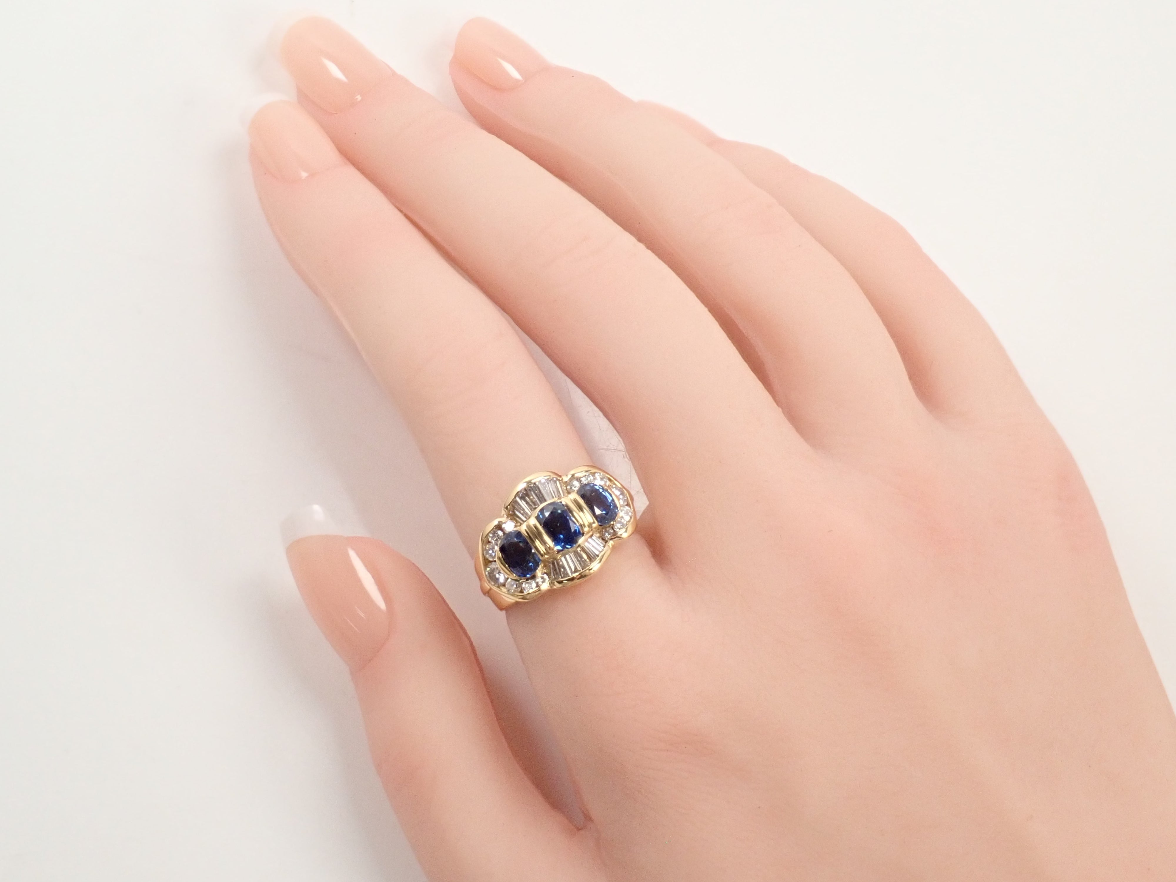 K18 ブルーサファイア 1.89ct・ダイヤモンド0.74ctリング 鑑別書