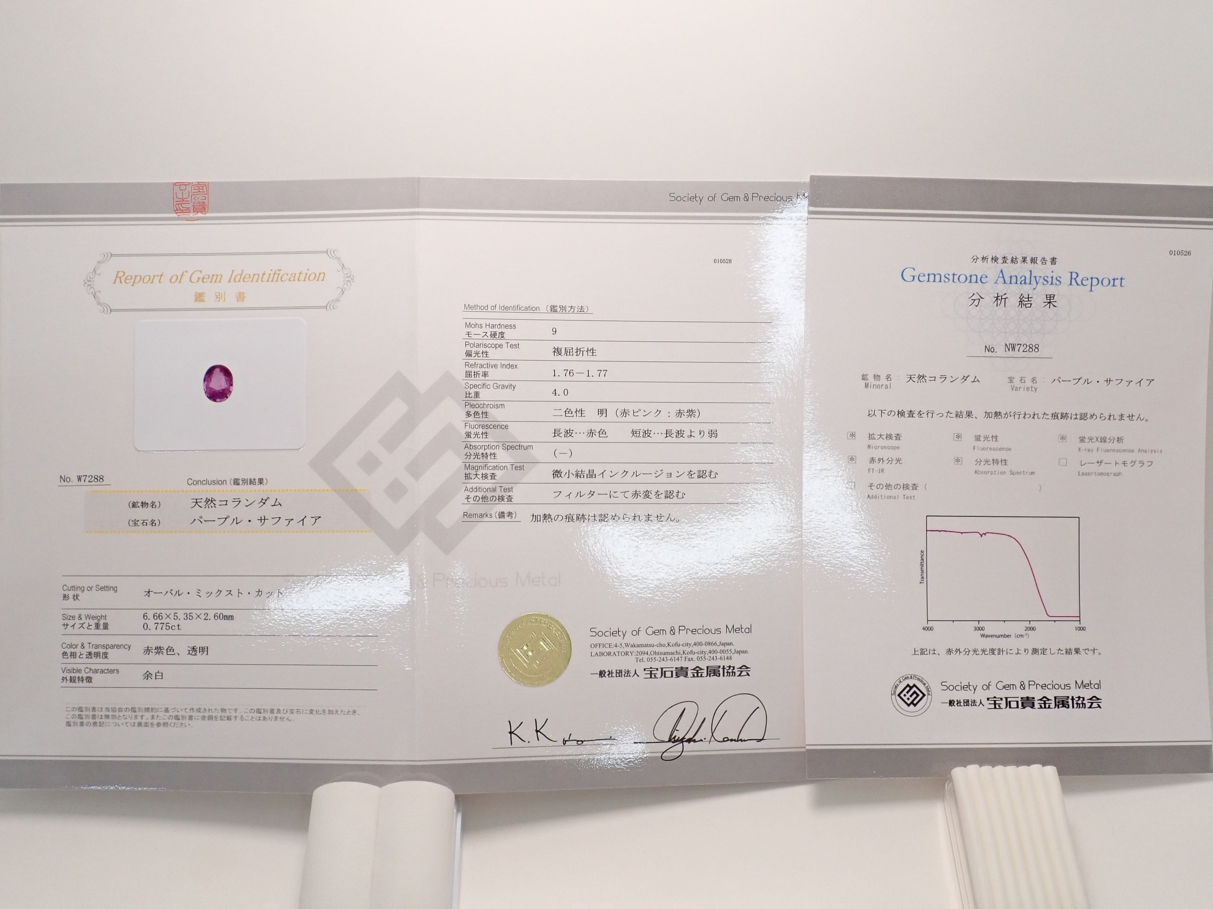 【12563190掲載】非加熱パープルサファイア 0.775ctルース