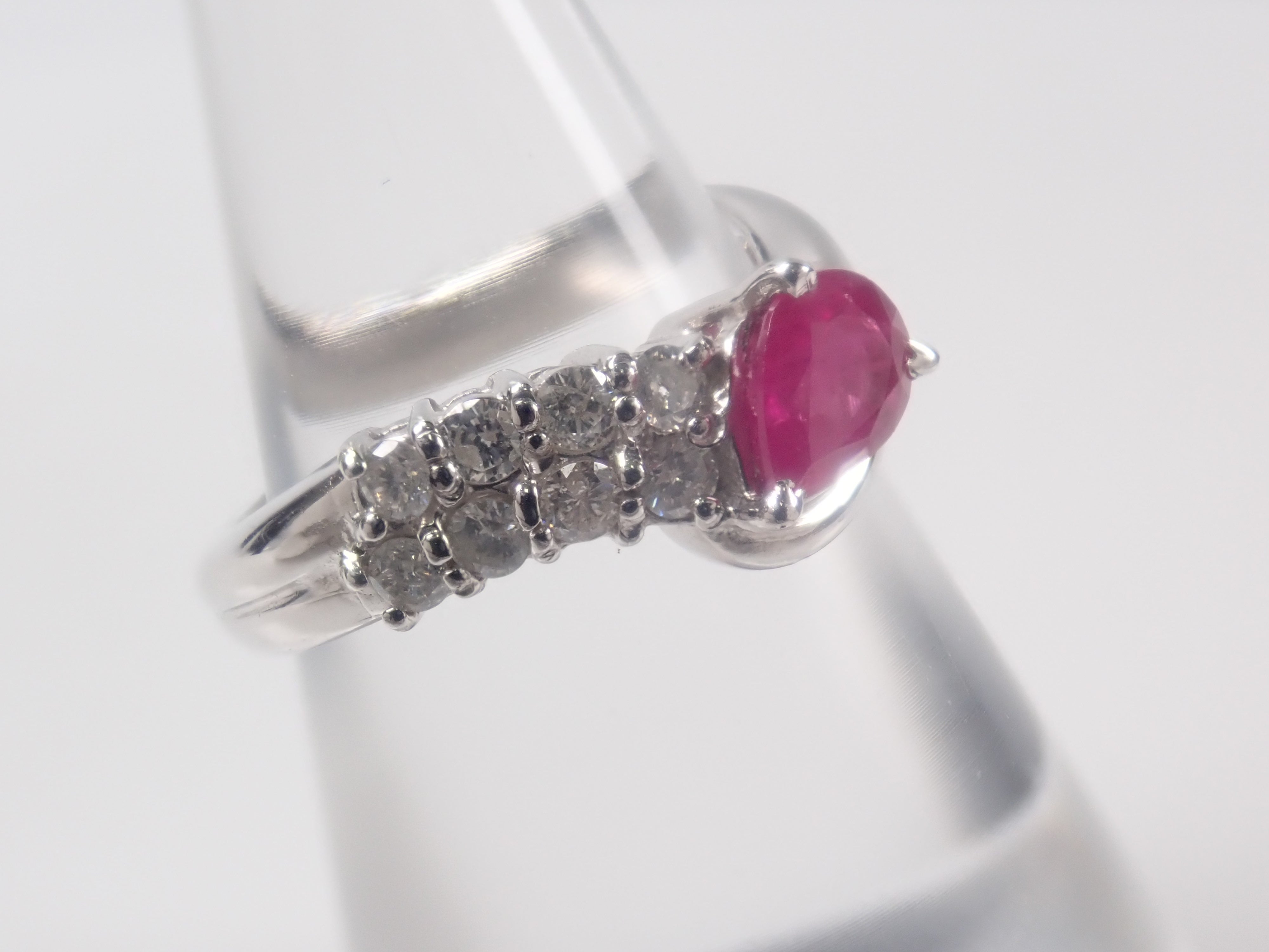 Pt900 ルビー 0.60ct・ダイヤモンド0.24ctリング 鑑別書