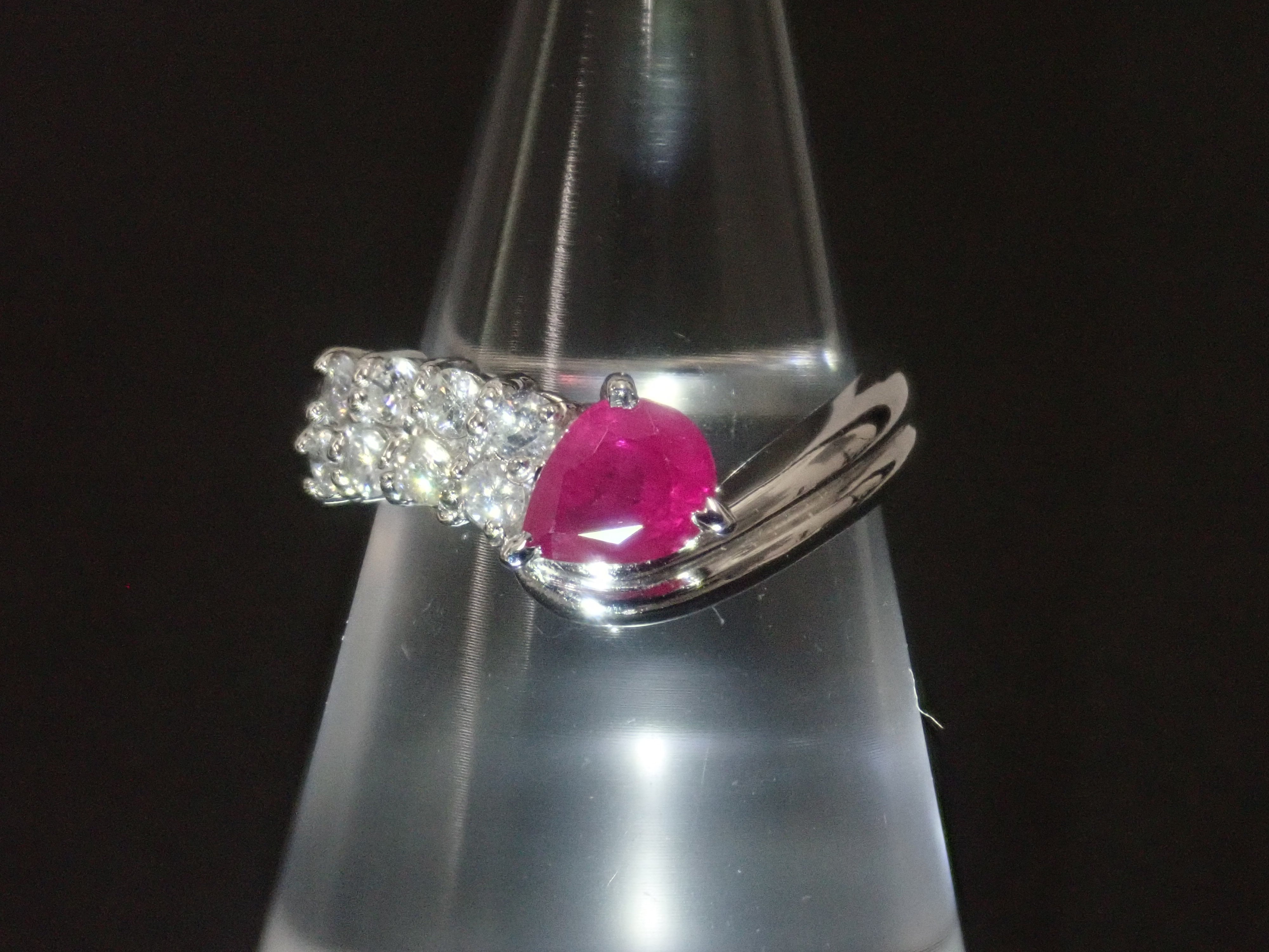 Pt900 ルビー 0.60ct・ダイヤモンド0.24ctリング 鑑別書