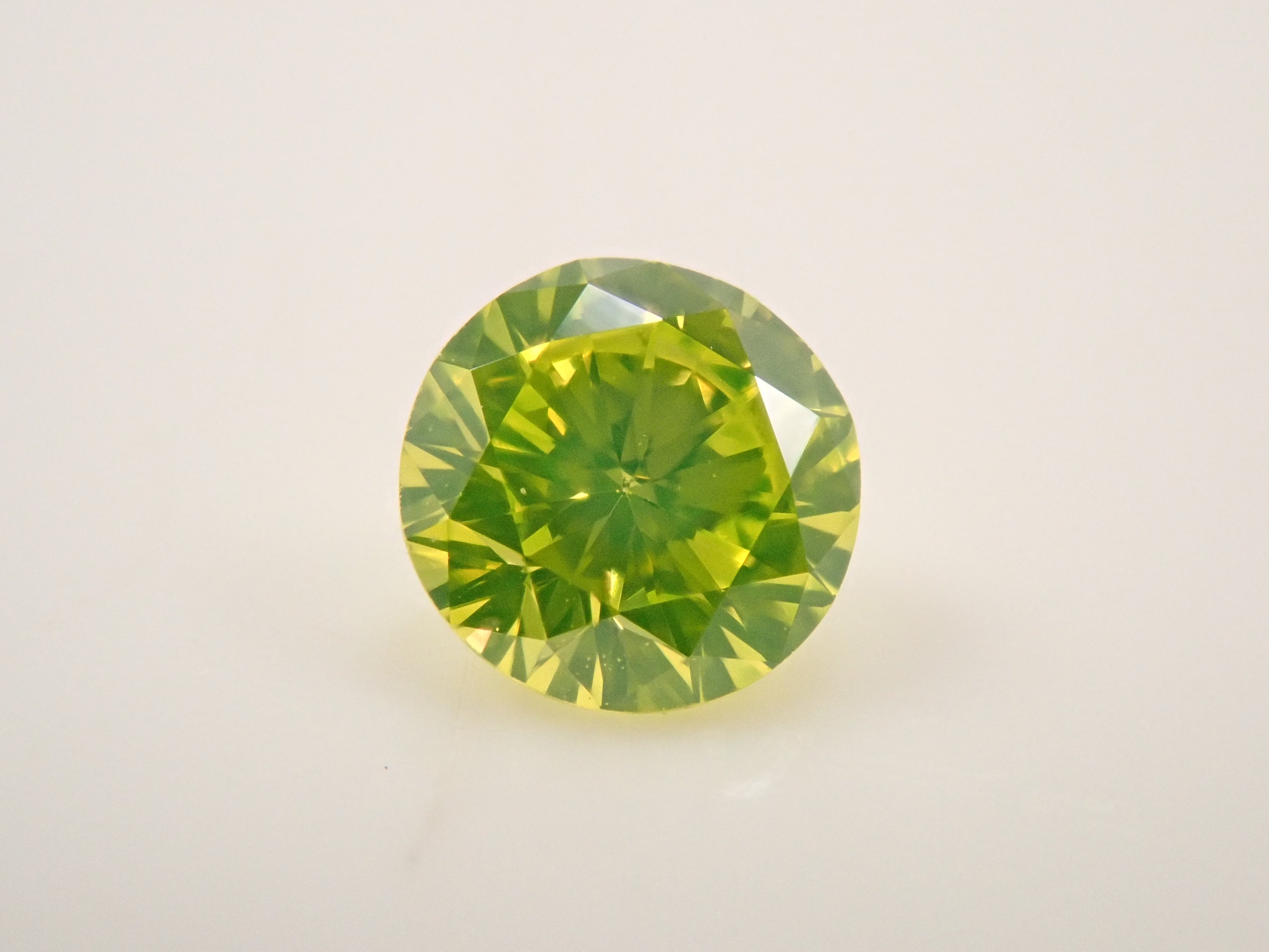 【32501953掲載】 グリーンダイヤモンド（トリートメント） 0.183ctルース(FANCY INTENSE YELLOW GREEN TREATED, VS1)
