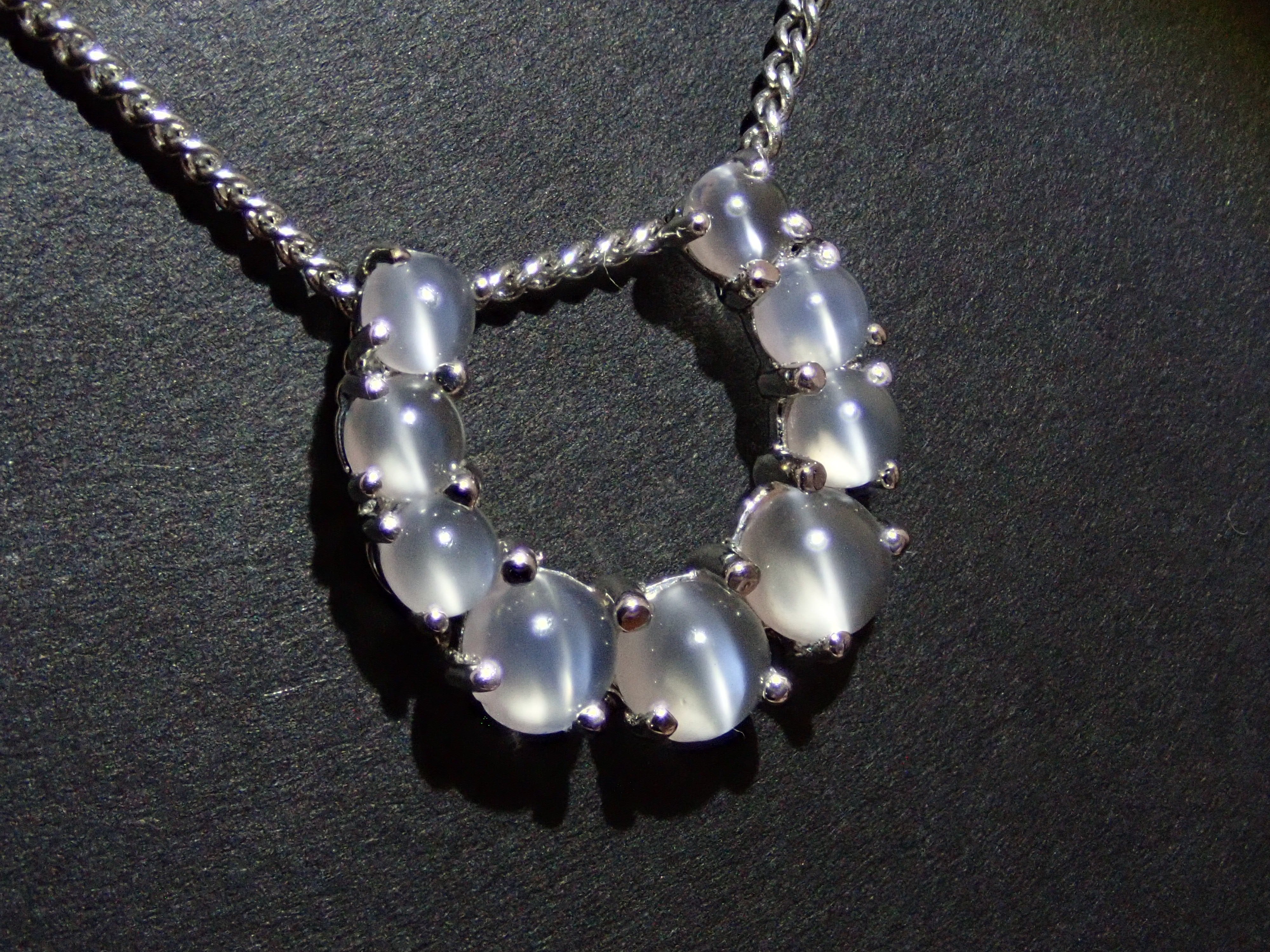 【7/1 22時販売】【カラフリ】Pt950 ムーンストーンキャッツアイ 1.5ct ペンダントトップ（ネックレストップ） 鑑別書