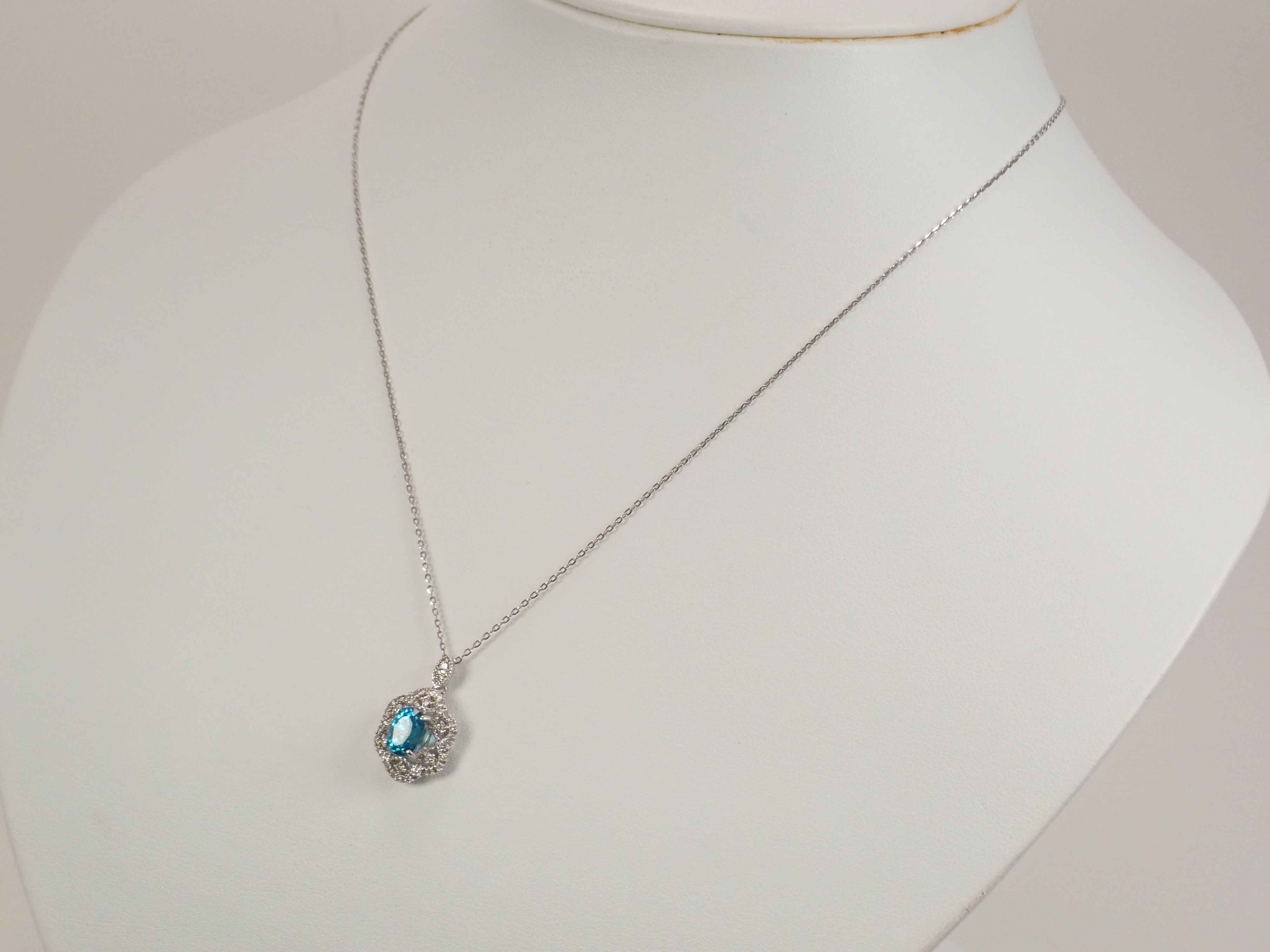 [22602665 Listed] Pt900/Pt850 Blue Zircon (Ratanakiri Blue) 2.45ct Pendant (Necklace)