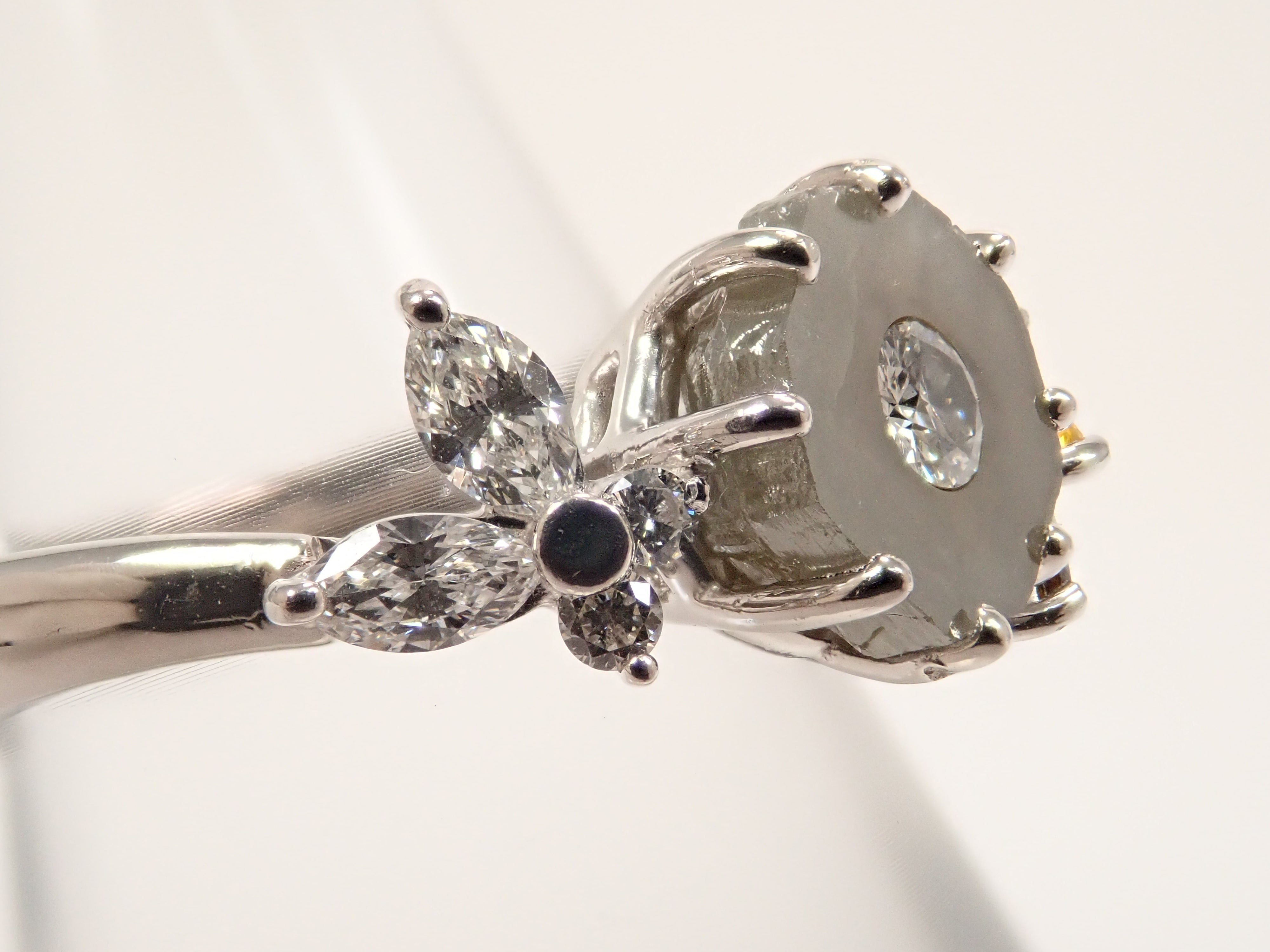 Pt900 ダイヤモンド原石 2.733ct・ダイヤモンド0.68ctリング 鑑別書