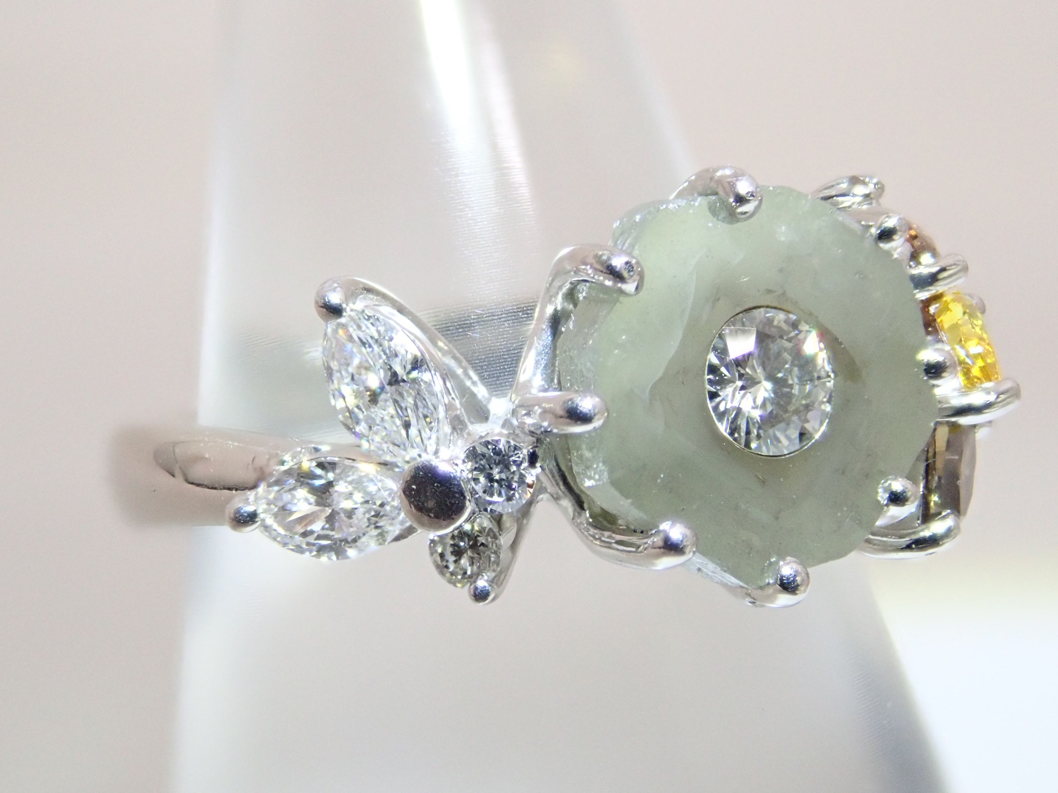 Pt900 ダイヤモンド原石 2.733ct・ダイヤモンド0.68ctリング 鑑別書
