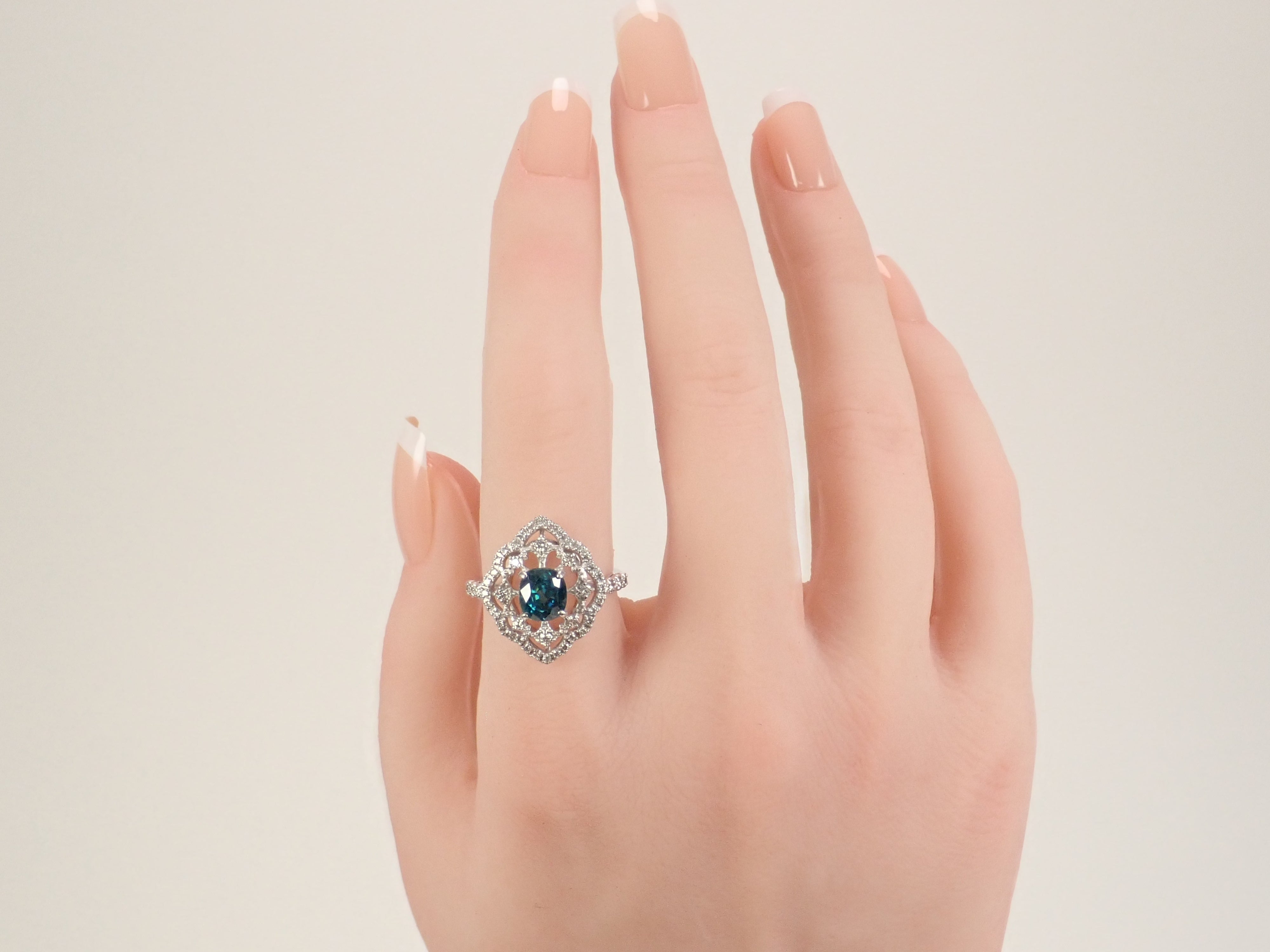 [Listed as 22602664] Pt900 Blue Zircon (Ratanakiri Blue) 2.22ct Ring