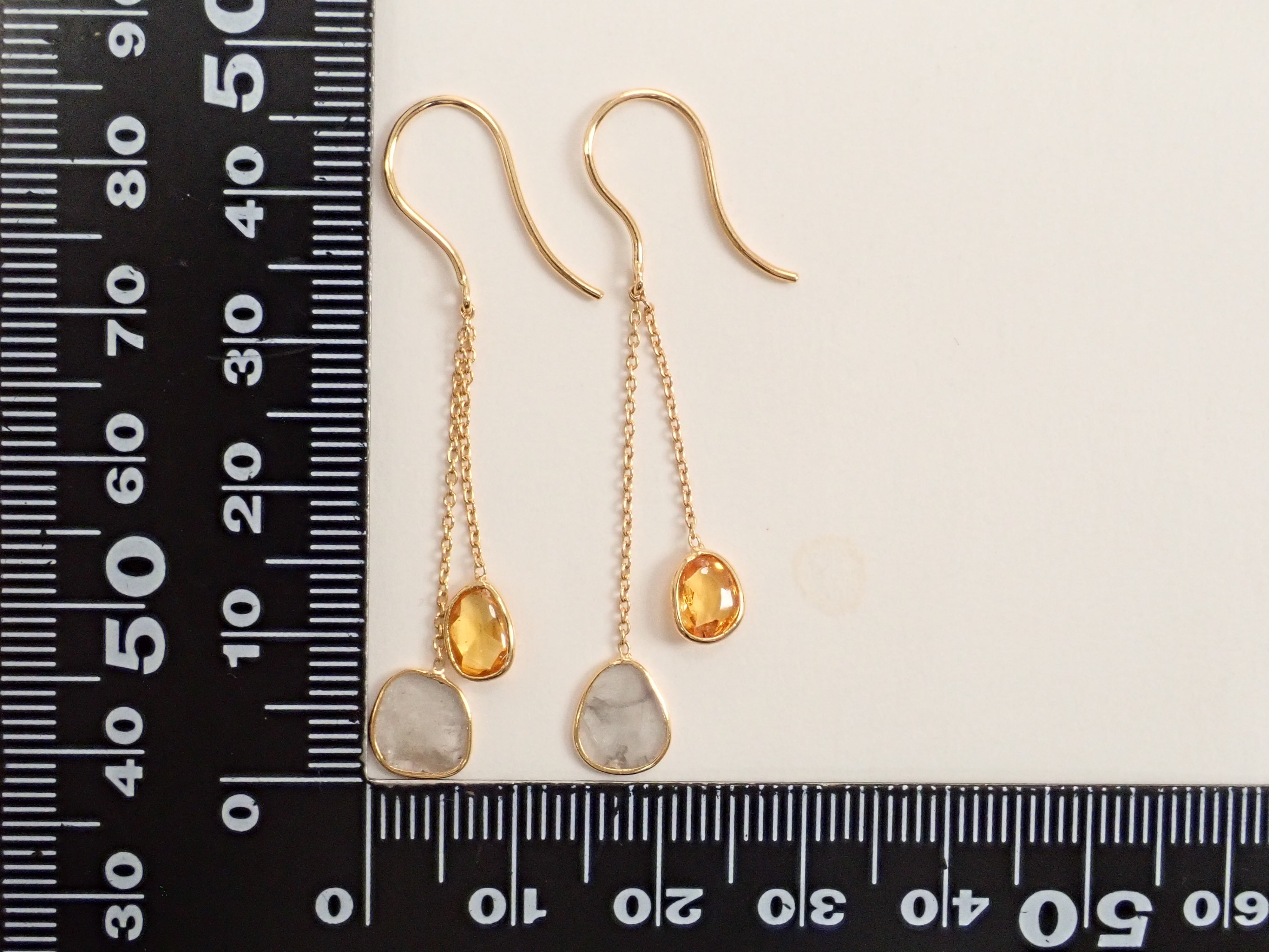 K18 Sliced Diamond and Yellow Sapphire Earrings