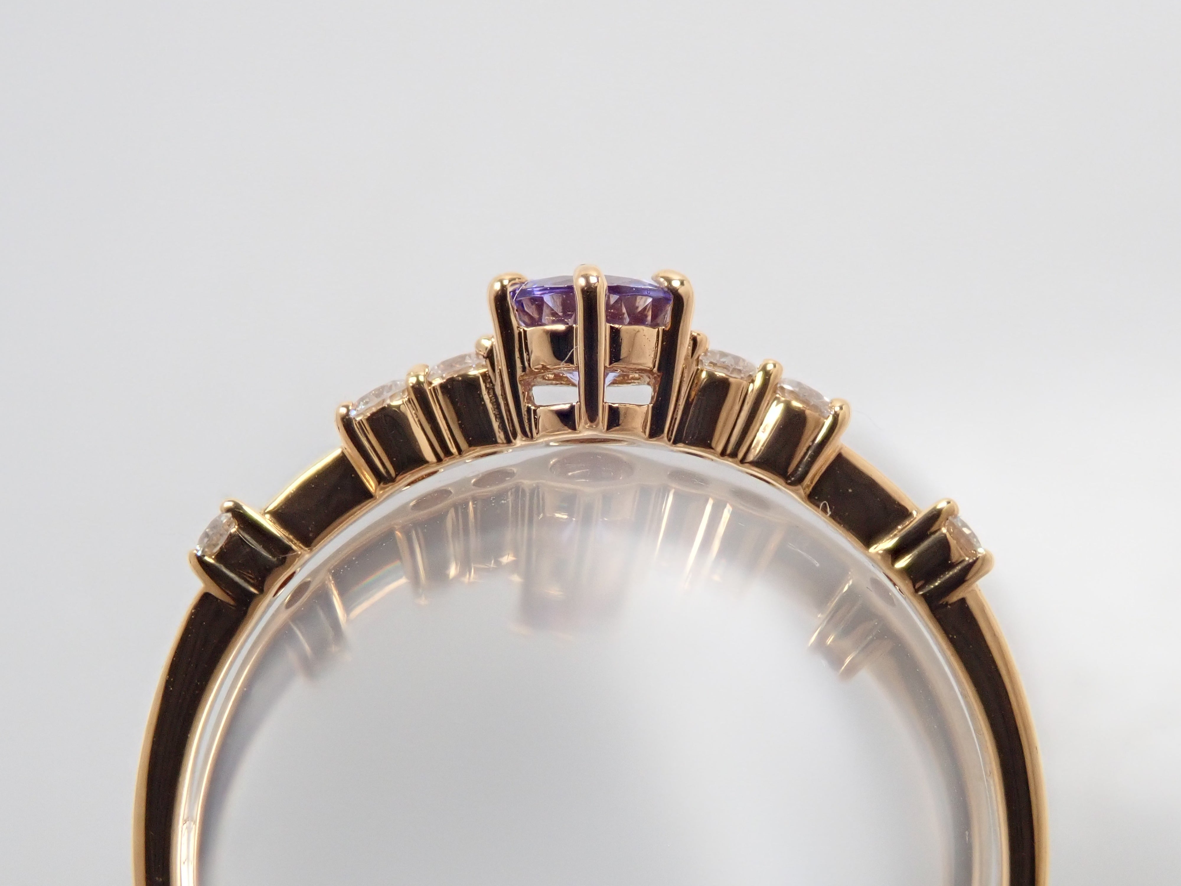 K18 タンザナイト 4.0mm/0.25ct ・ダイヤモンド0.14ctリング 鑑別書