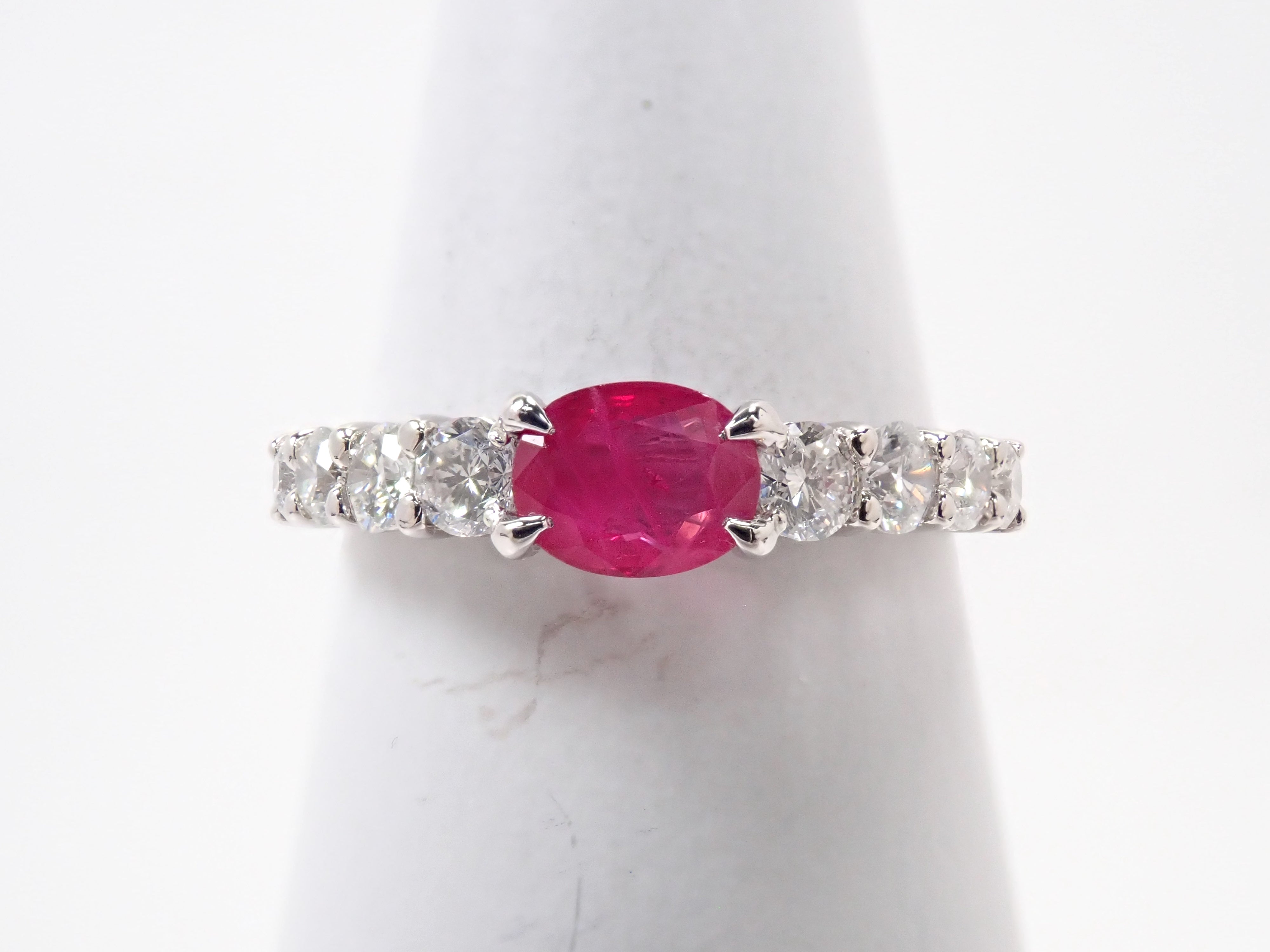 Pt900 ルビー 0.58ct・ダイヤモンド0.59ctリング 鑑別書