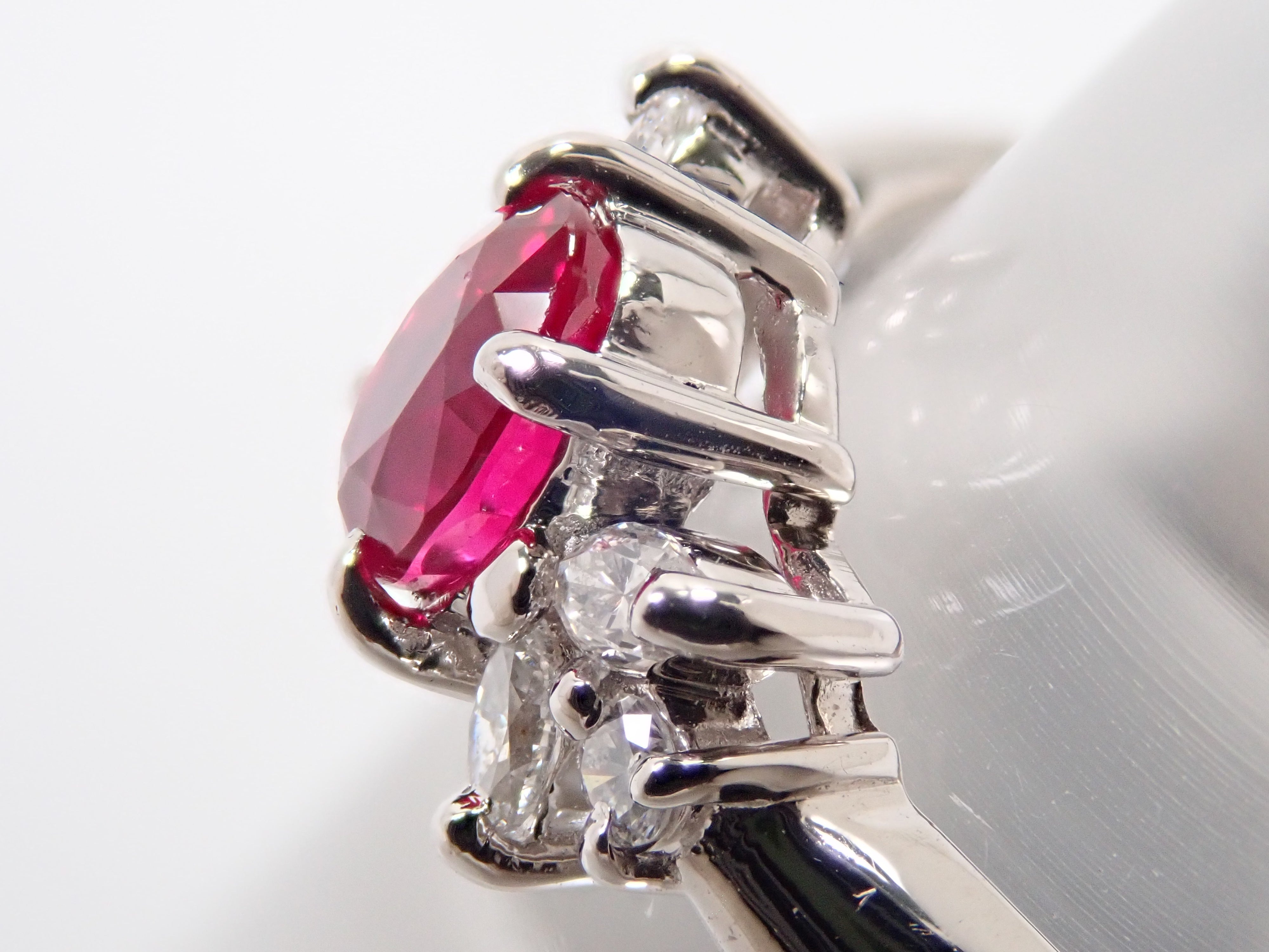 Pt900 ルビー 0.69ct・ダイヤモンド0.16ctリング 鑑別書
