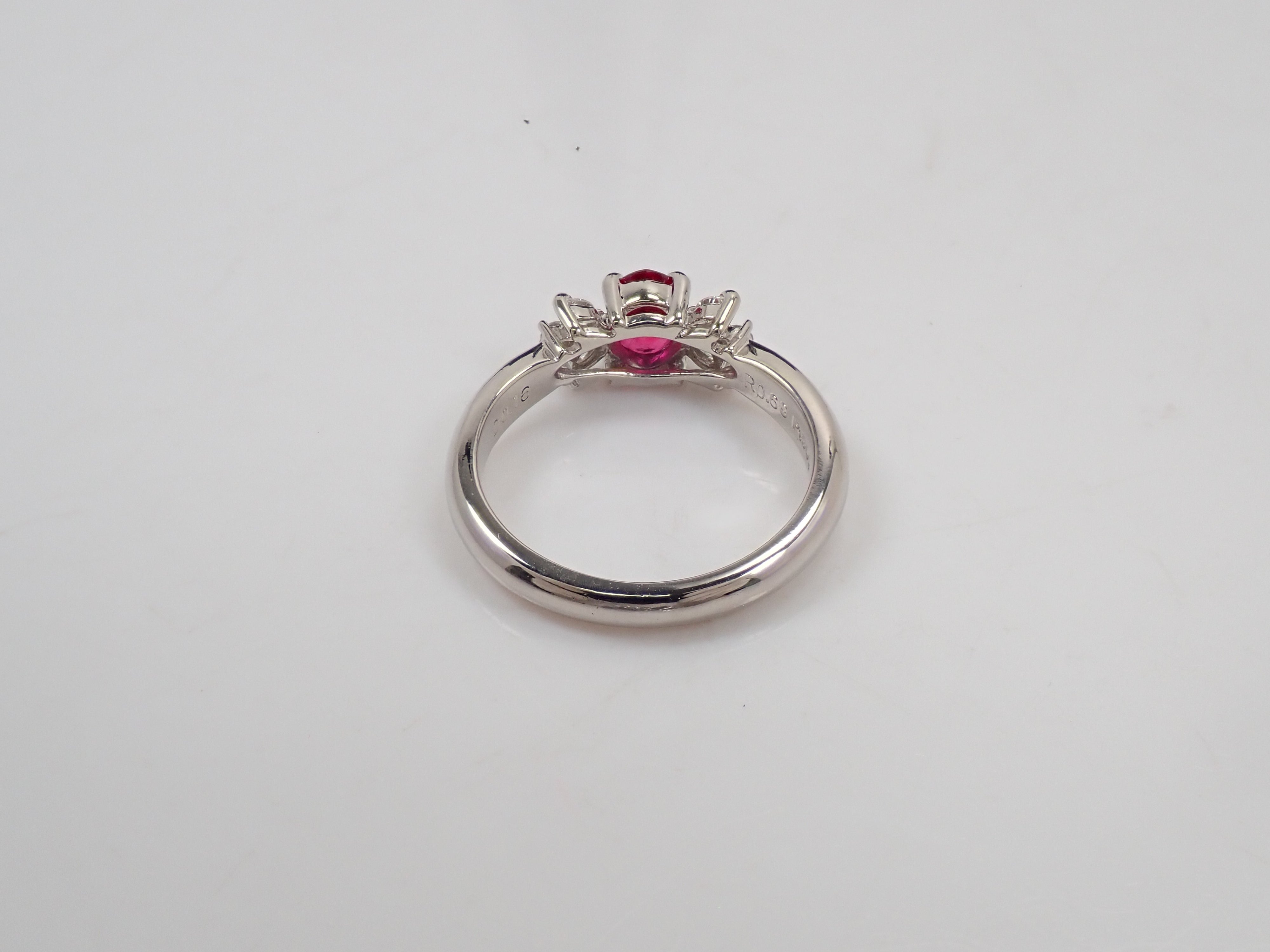 Pt900 ルビー 0.69ct・ダイヤモンド0.16ctリング 鑑別書