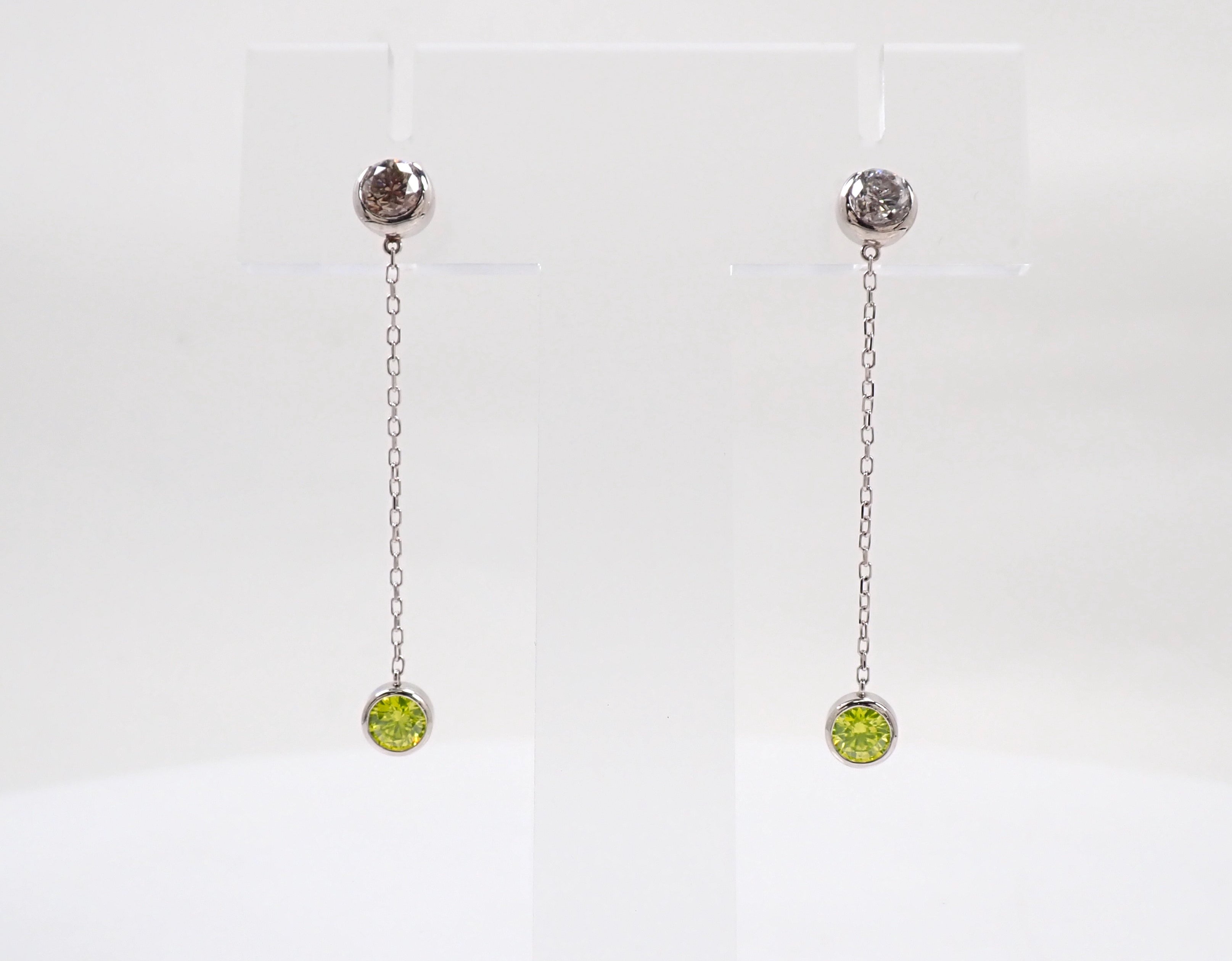 Pt850/K14WG アップルグリーンダイヤモンド0.38ct・ダイヤモンド0.50ct