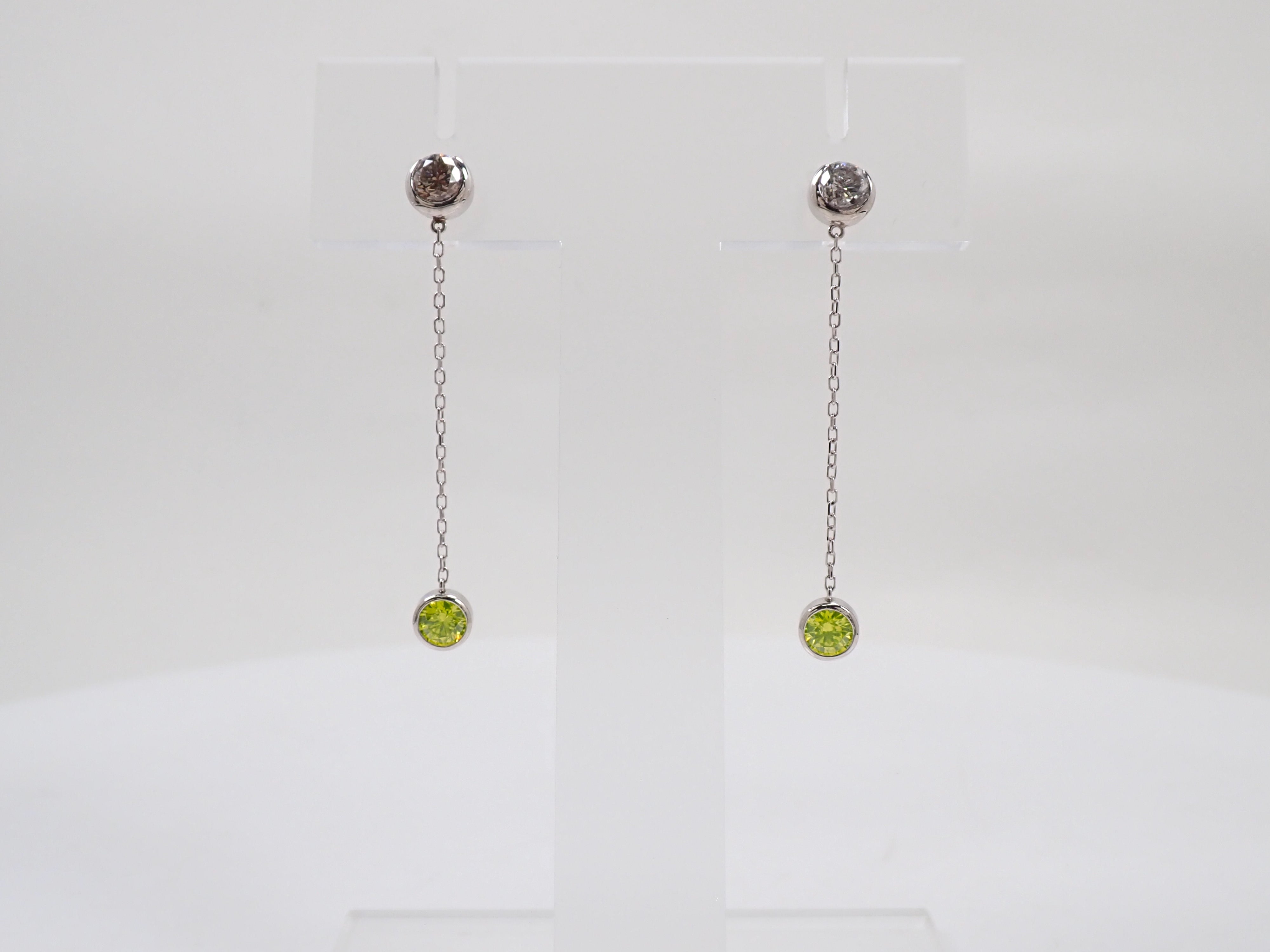 Pt850/K14WG アップルグリーンダイヤモンド0.38ct・ダイヤモンド0.50ct