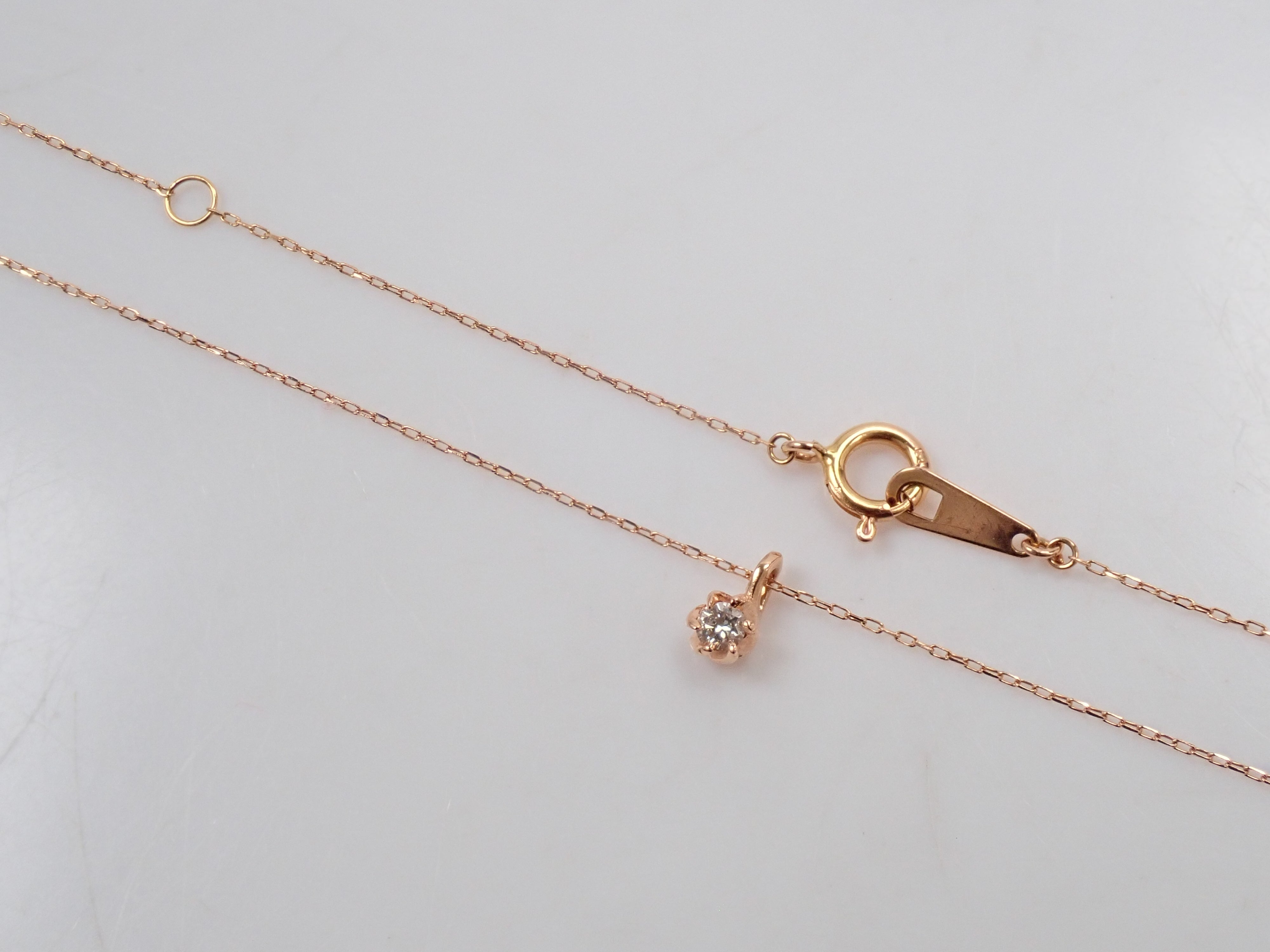 【7/30 22時販売】【カラフリ】K10PG ダイヤモンド 0.05ct 一粒ペンダント（ネックレス）