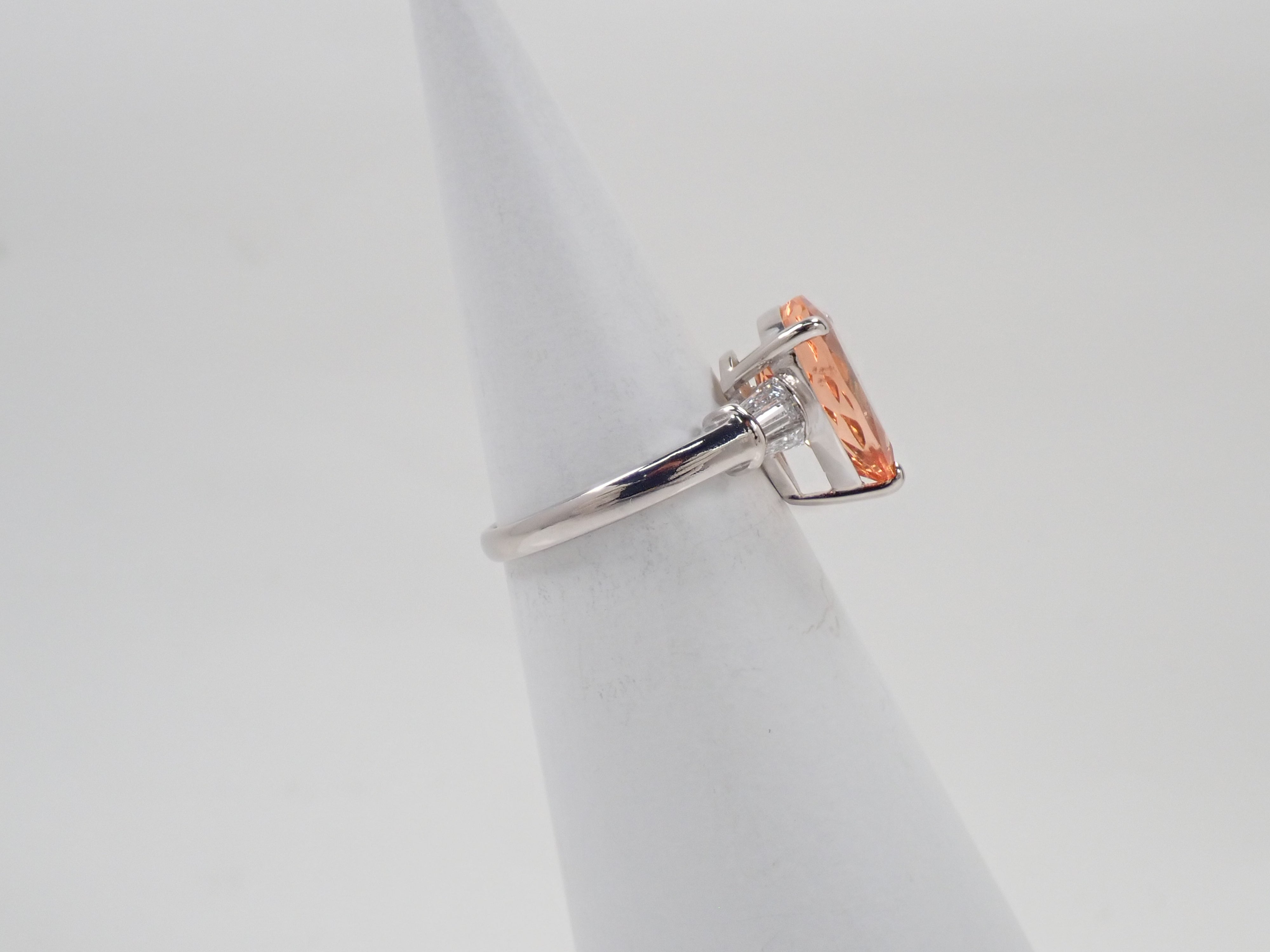 【7/29 22時販売】【カラフリ】Pt900 インペリアルトパーズ 3.88ct・ダイヤモンド0.26ct リング 鑑別書