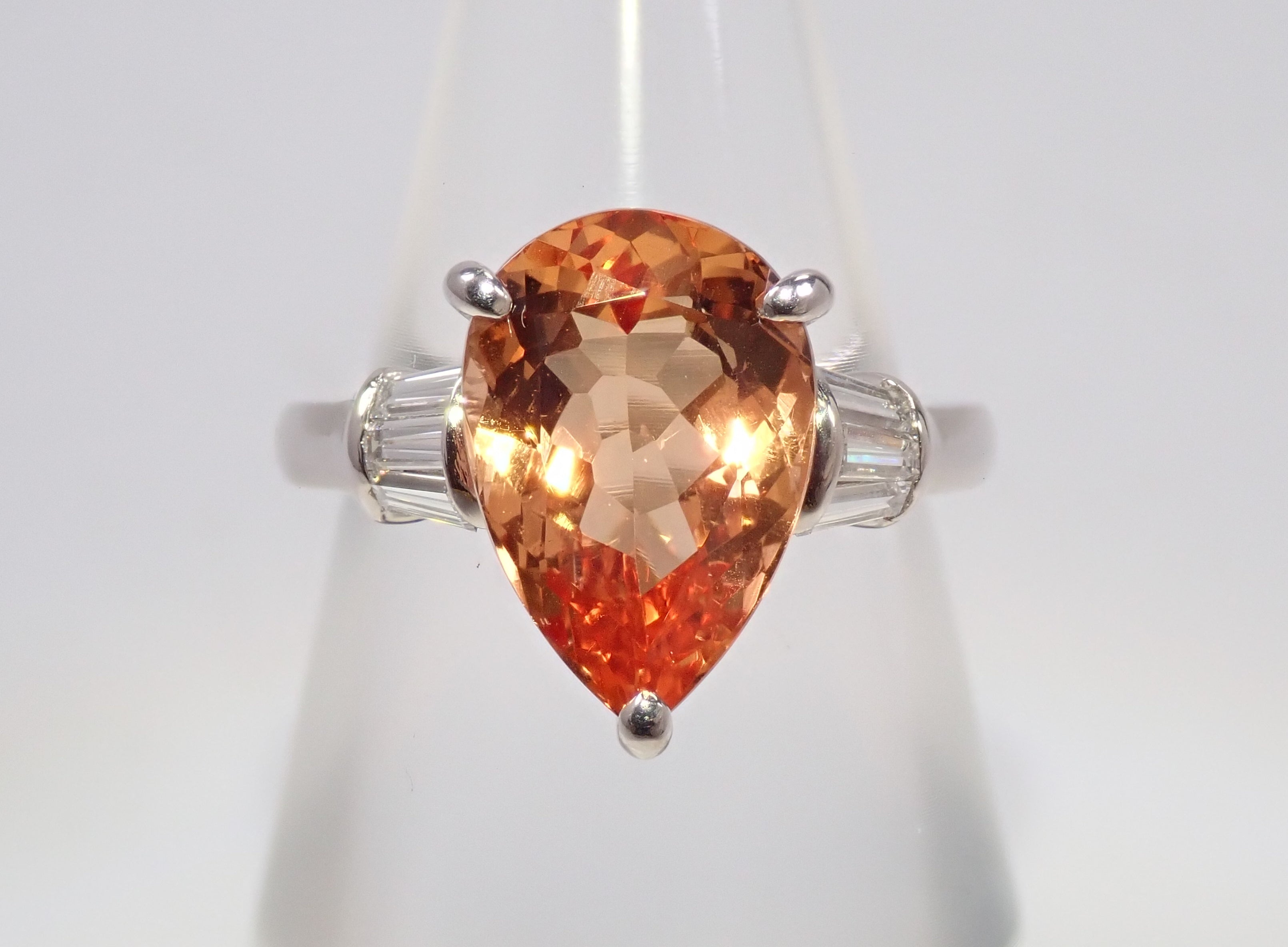【7/29 22時販売】【カラフリ】Pt900 インペリアルトパーズ 3.88ct・ダイヤモンド0.26ct リング 鑑別書