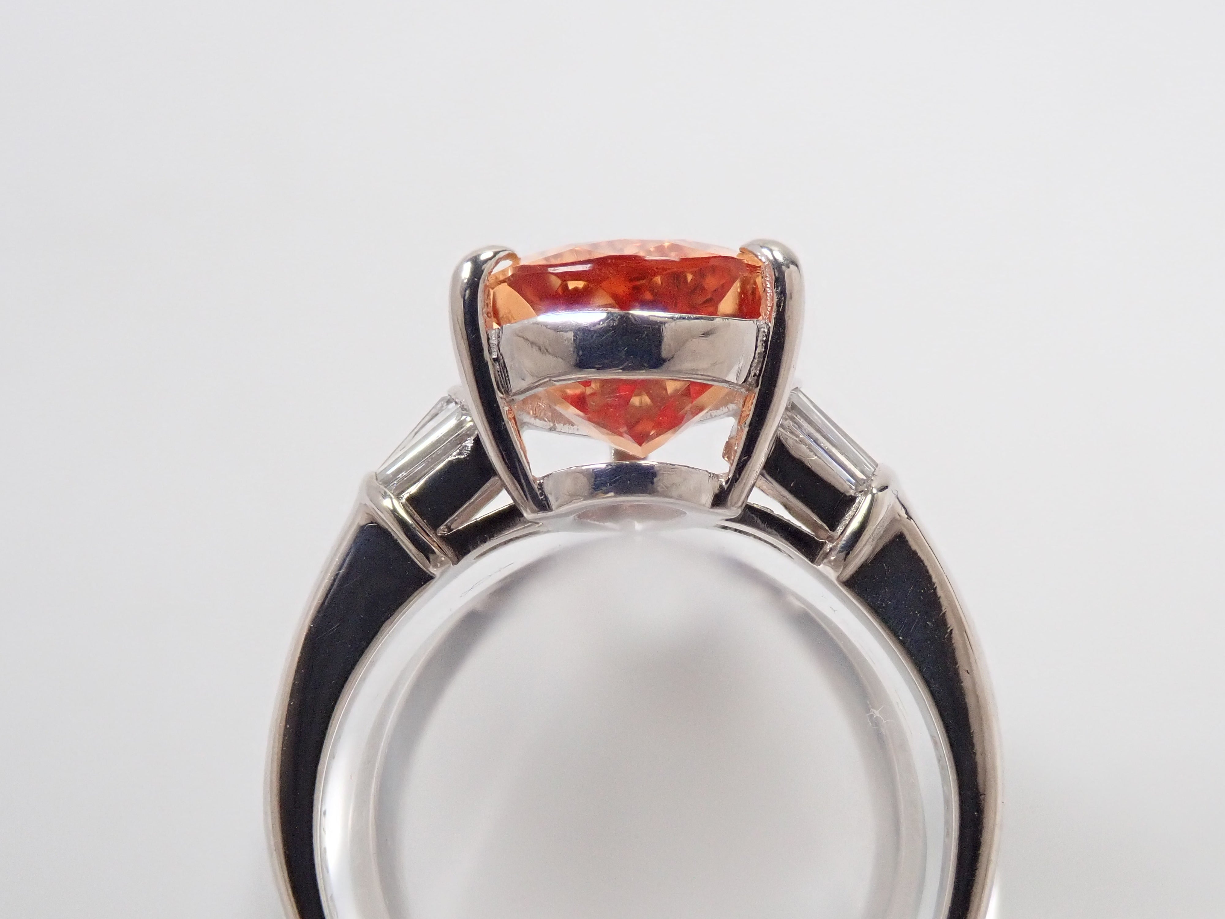 【7/29 22時販売】【カラフリ】Pt900 インペリアルトパーズ 3.88ct・ダイヤモンド0.26ct リング 鑑別書