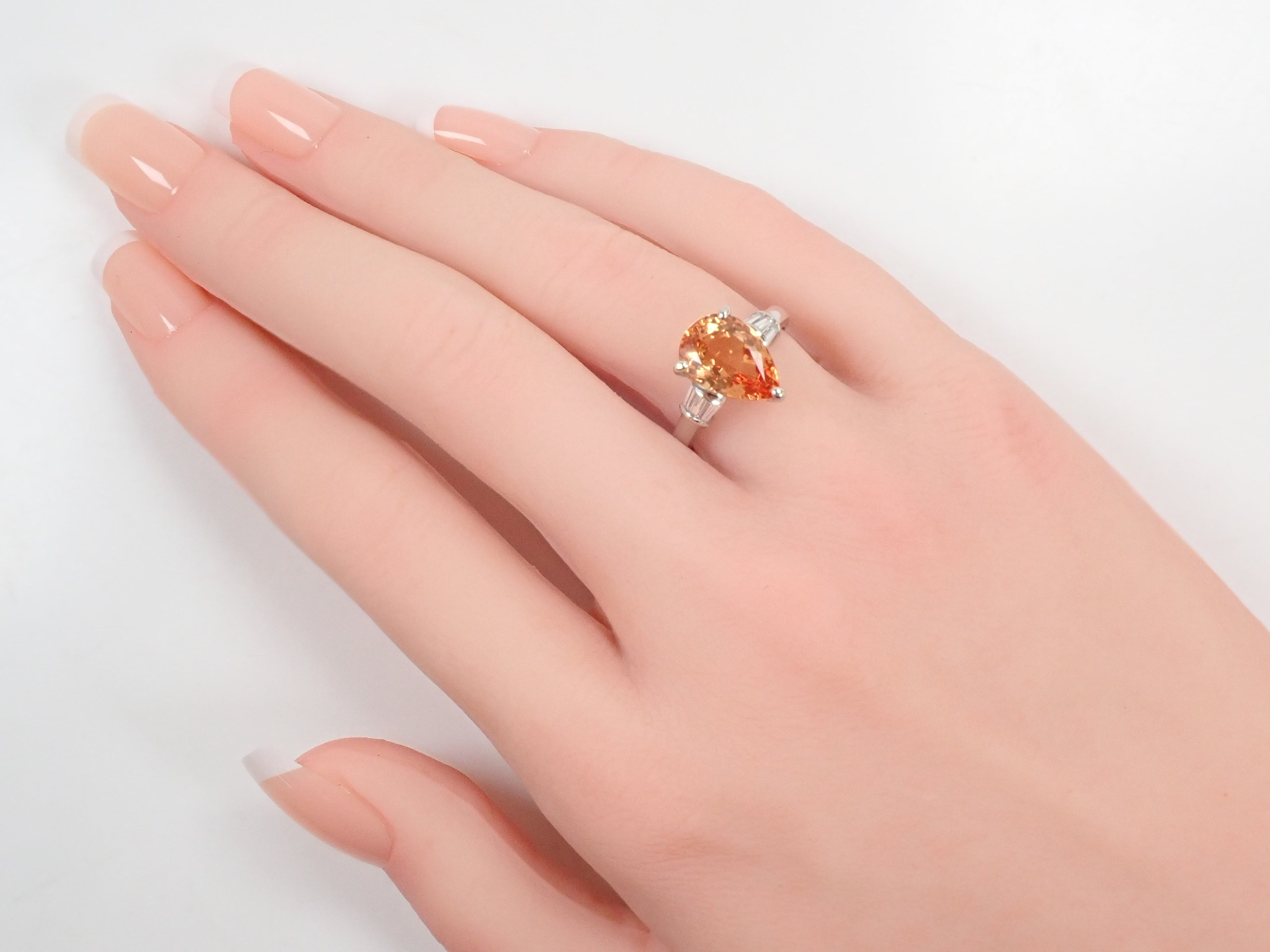 【7/29 22時販売】【カラフリ】Pt900 インペリアルトパーズ 3.88ct・ダイヤモンド0.26ct リング 鑑別書