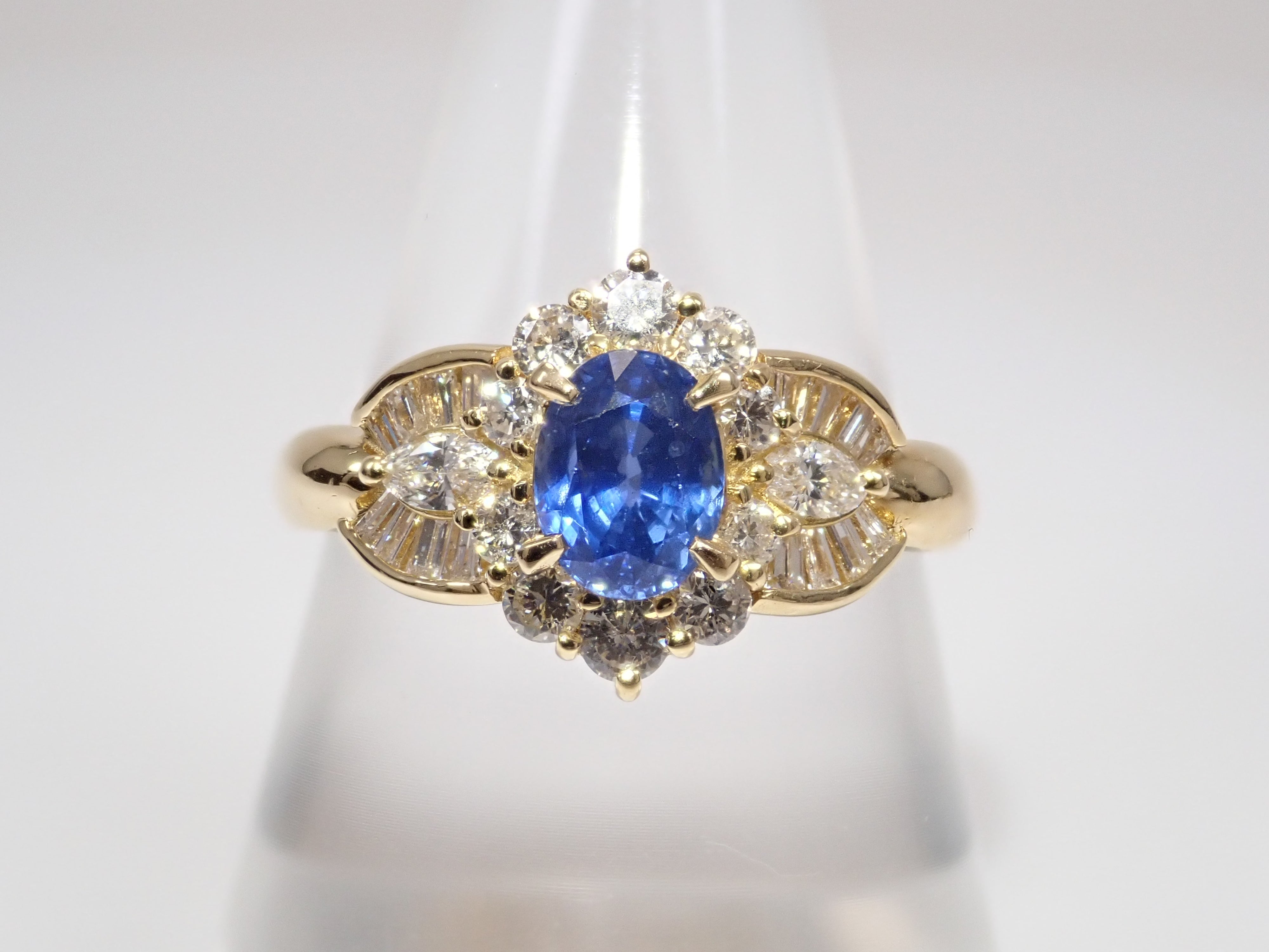 【8/6 22時販売】【カラフリ】K18 ブルーサファイア 1.13ct・ダイヤモンド0.75ctリング 鑑別書