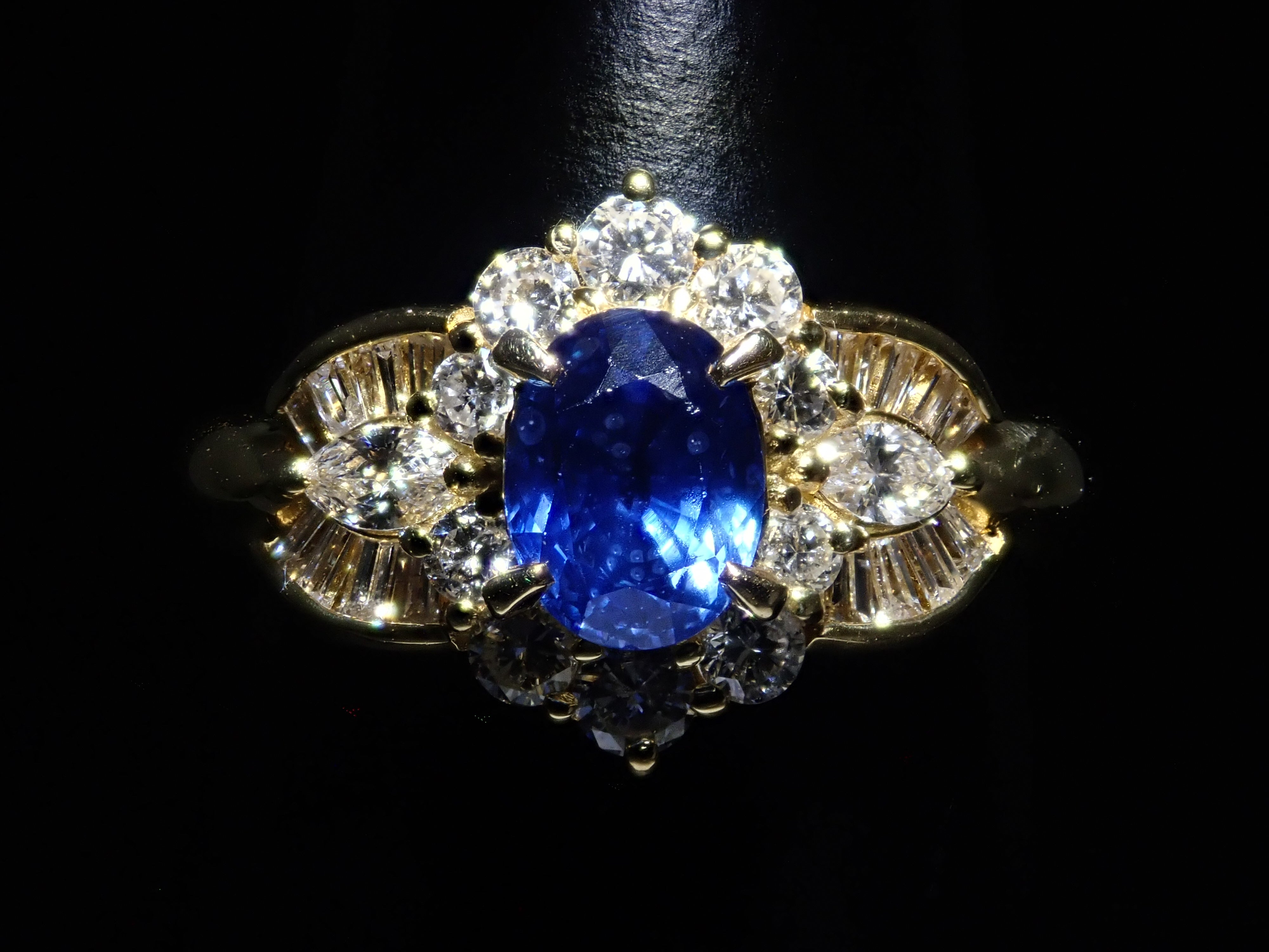【8/6 22時販売】【カラフリ】K18 ブルーサファイア 1.13ct・ダイヤモンド0.75ctリング 鑑別書