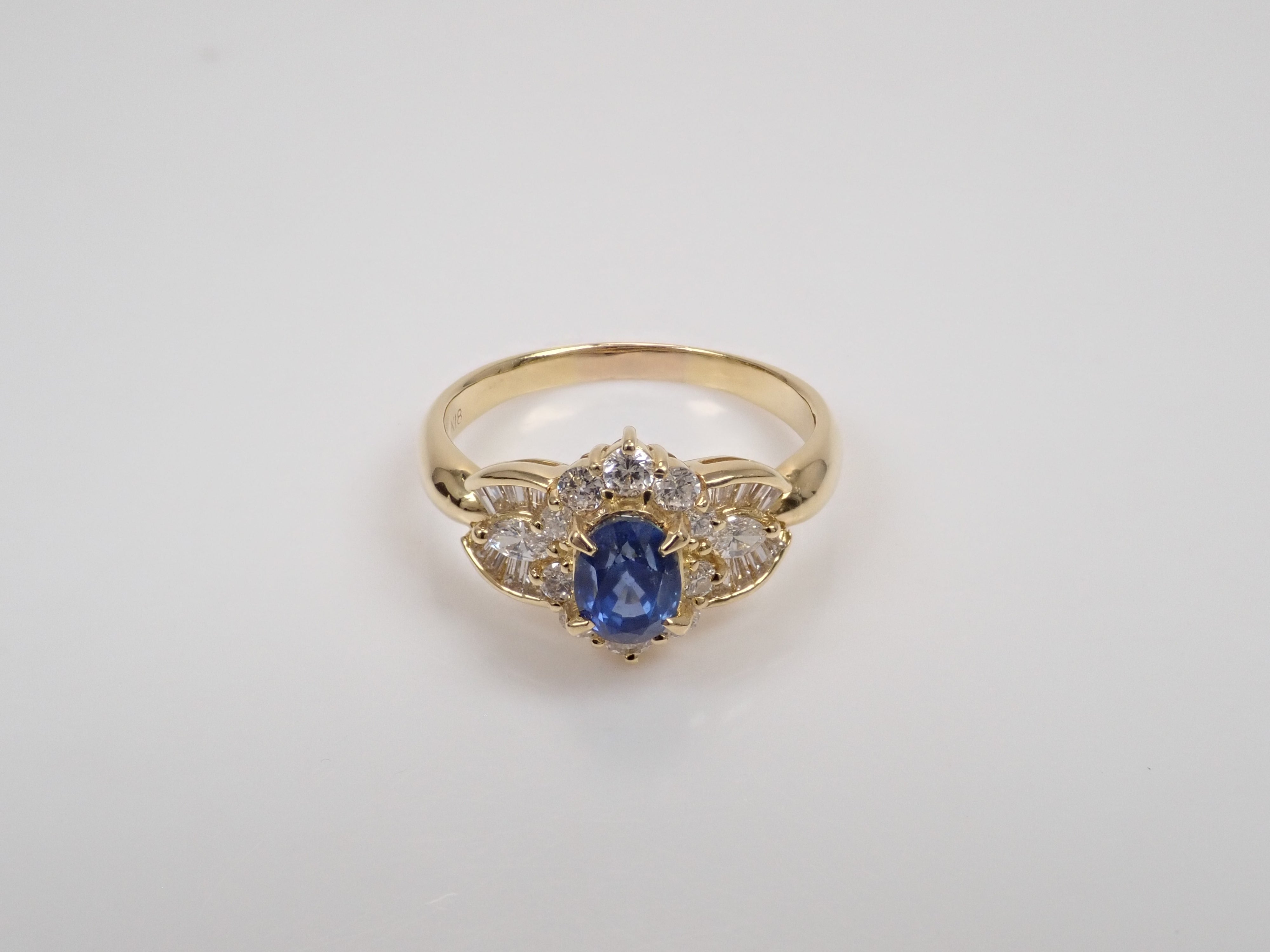 【8/6 22時販売】【カラフリ】K18 ブルーサファイア 1.13ct・ダイヤモンド0.75ctリング 鑑別書