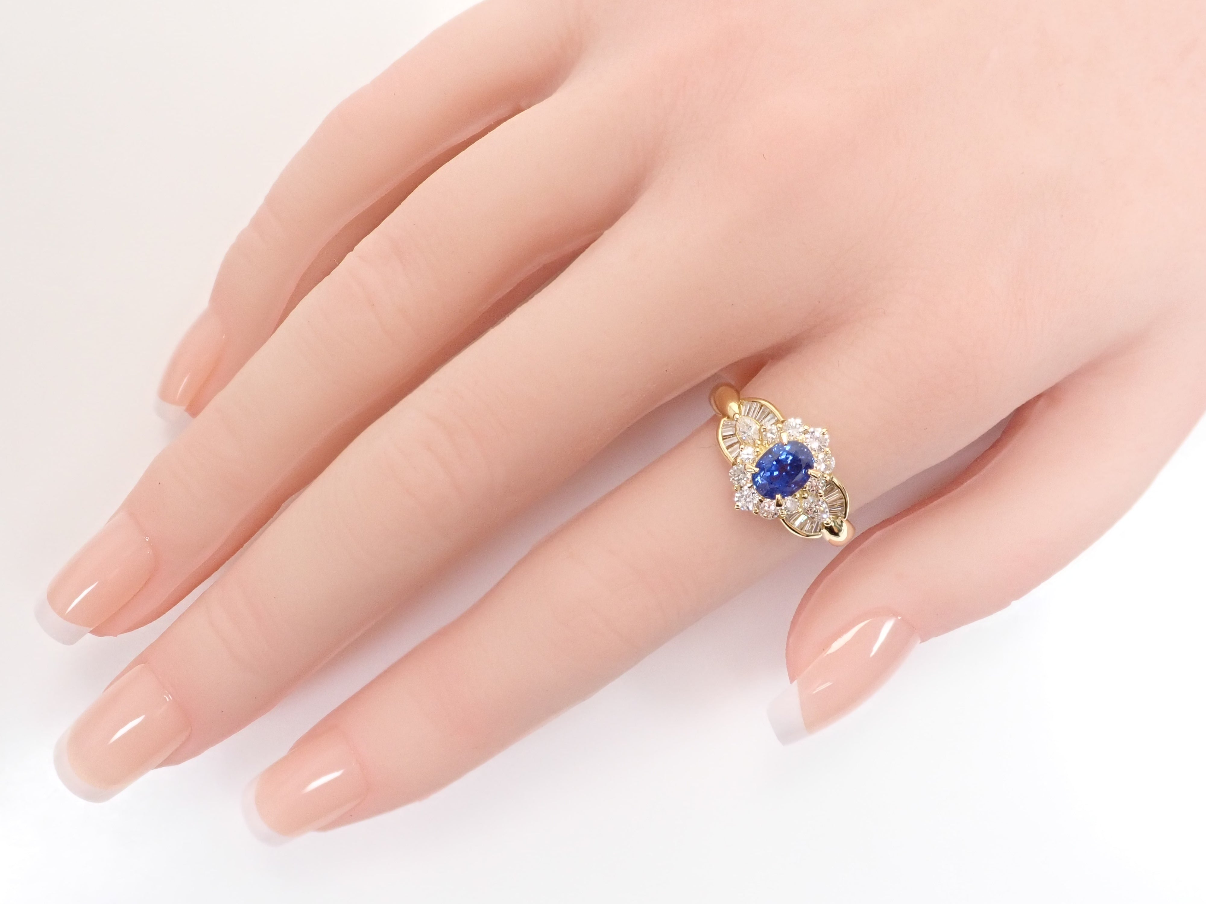 【8/6 22時販売】【カラフリ】K18 ブルーサファイア 1.13ct・ダイヤモンド0.75ctリング 鑑別書