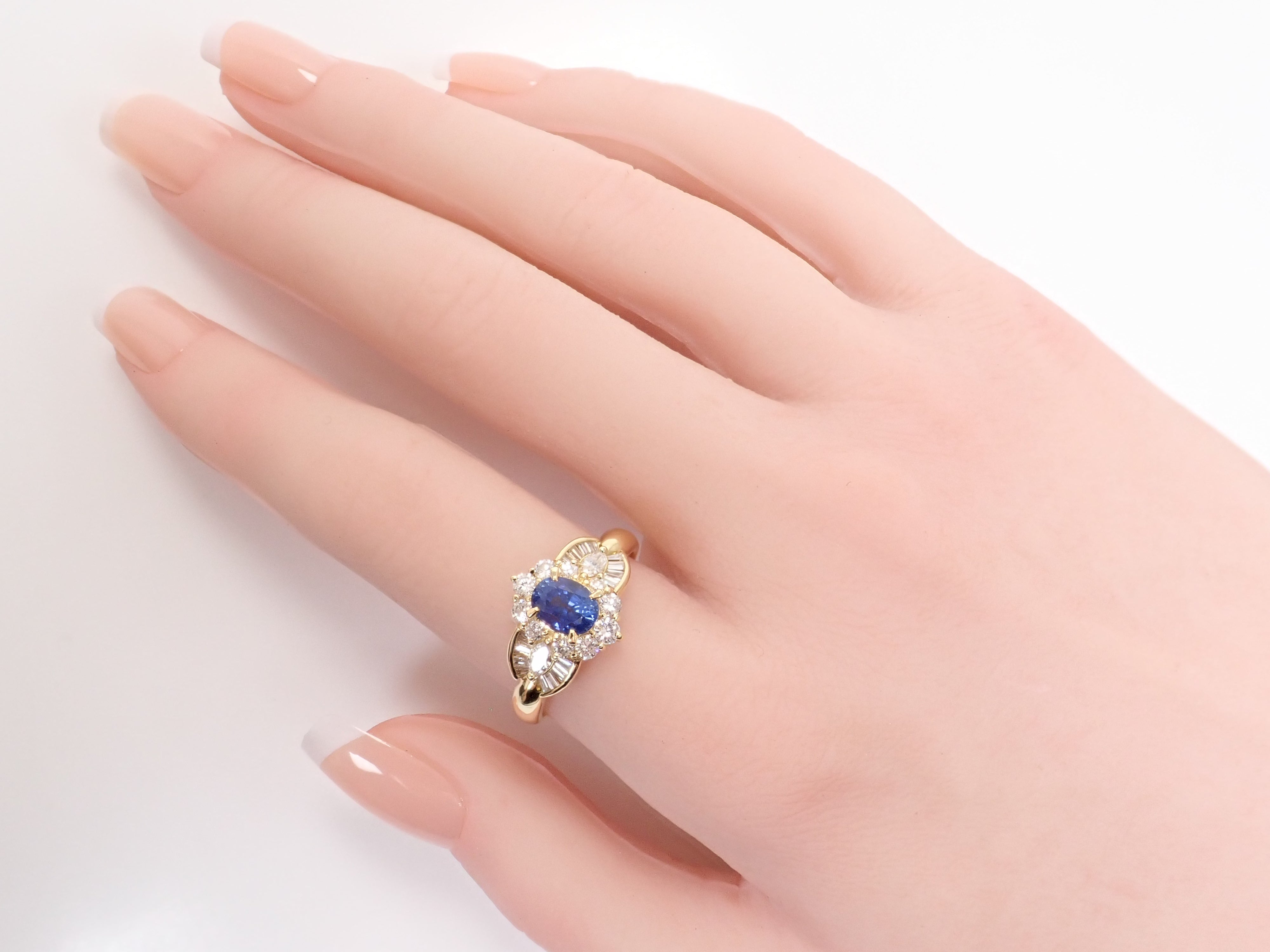 【8/6 22時販売】【カラフリ】K18 ブルーサファイア 1.13ct・ダイヤモンド0.75ctリング 鑑別書