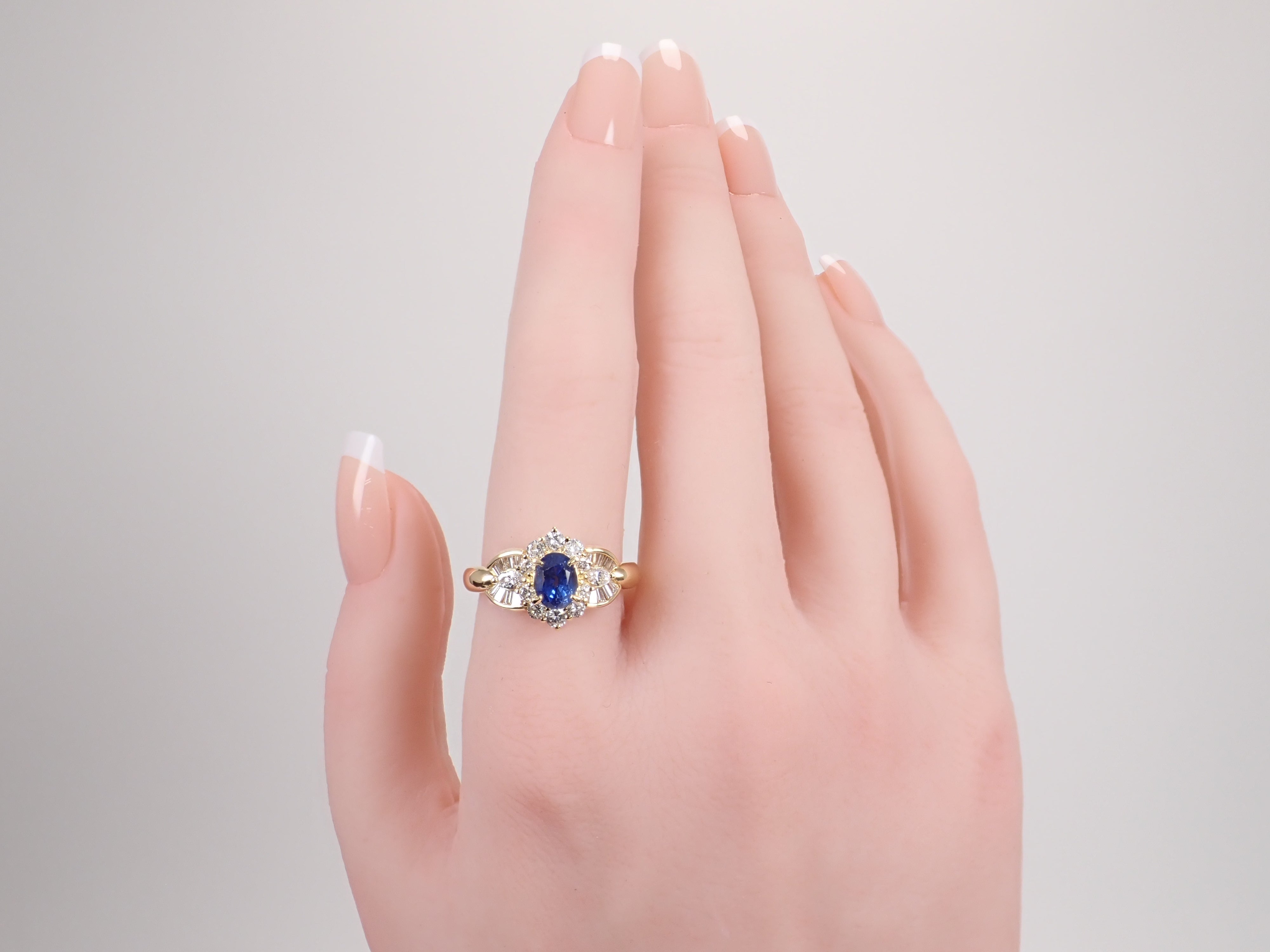 【8/6 22時販売】【カラフリ】K18 ブルーサファイア 1.13ct・ダイヤモンド0.75ctリング 鑑別書