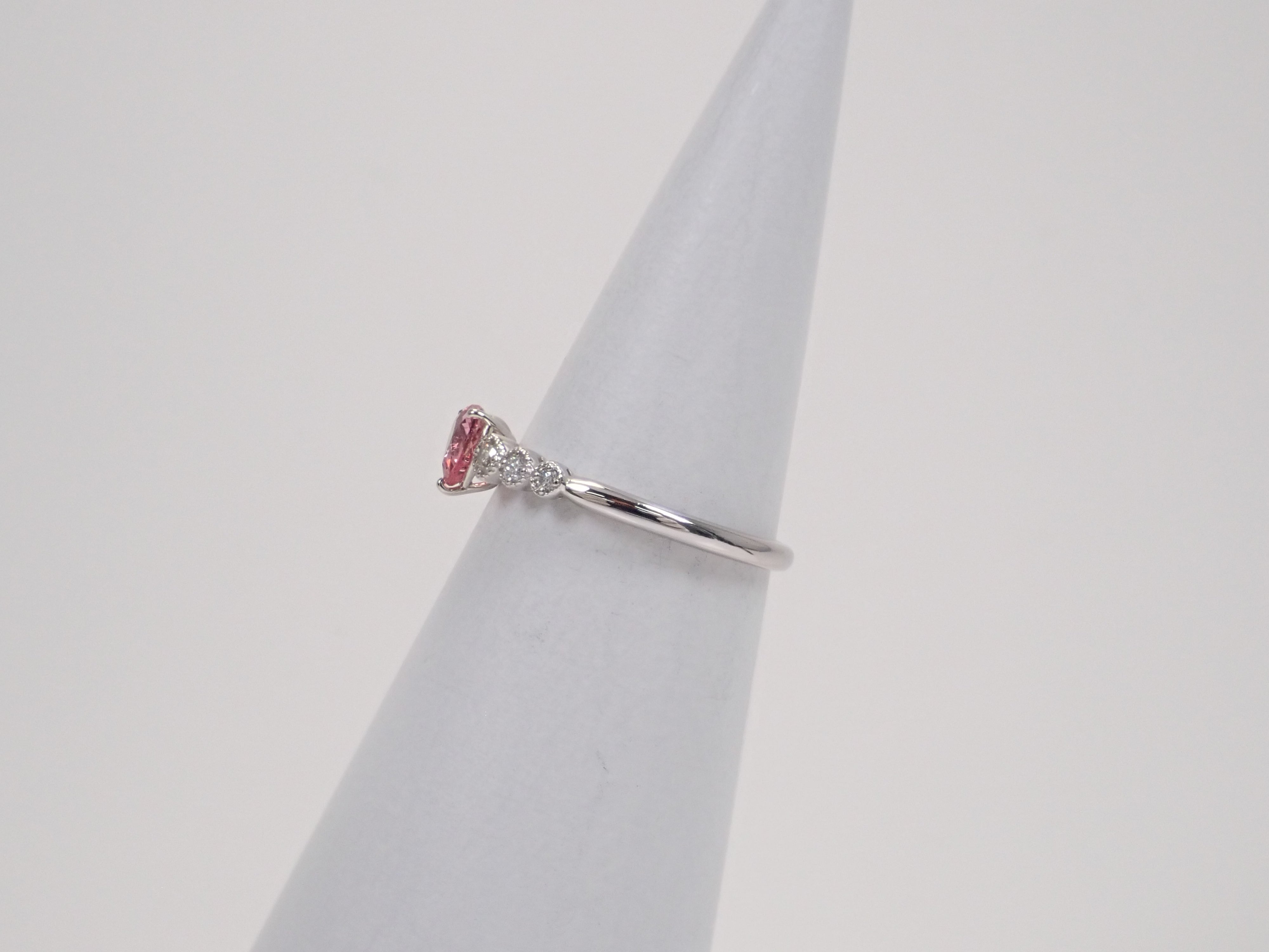 【8/6 22時販売】【カラフリ】Pt900 ピンクサファイア 0.465ct・ダイヤモンド0.12ctリング 鑑別書