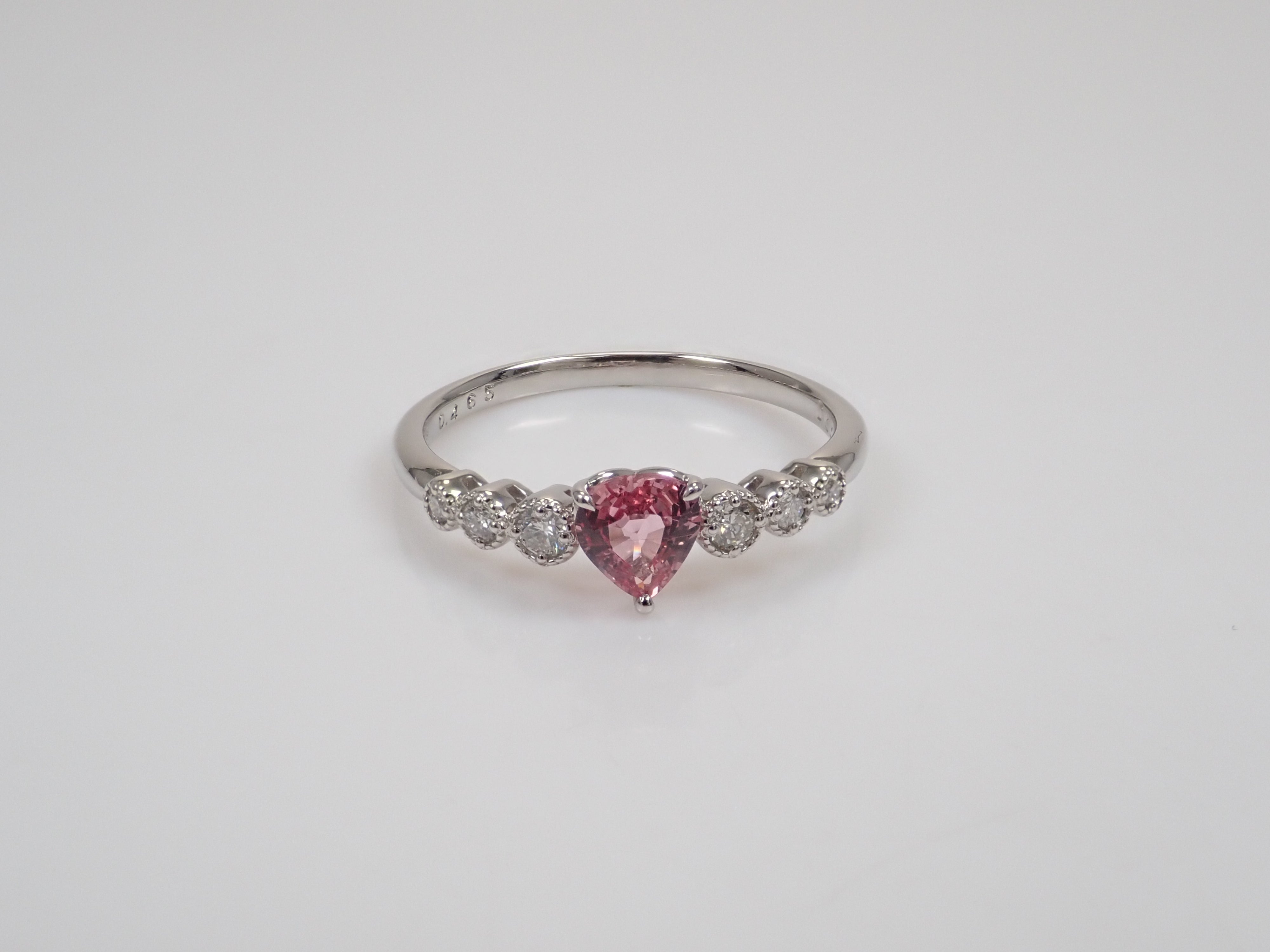 【8/6 22時販売】【カラフリ】Pt900 ピンクサファイア 0.465ct・ダイヤモンド0.12ctリング 鑑別書