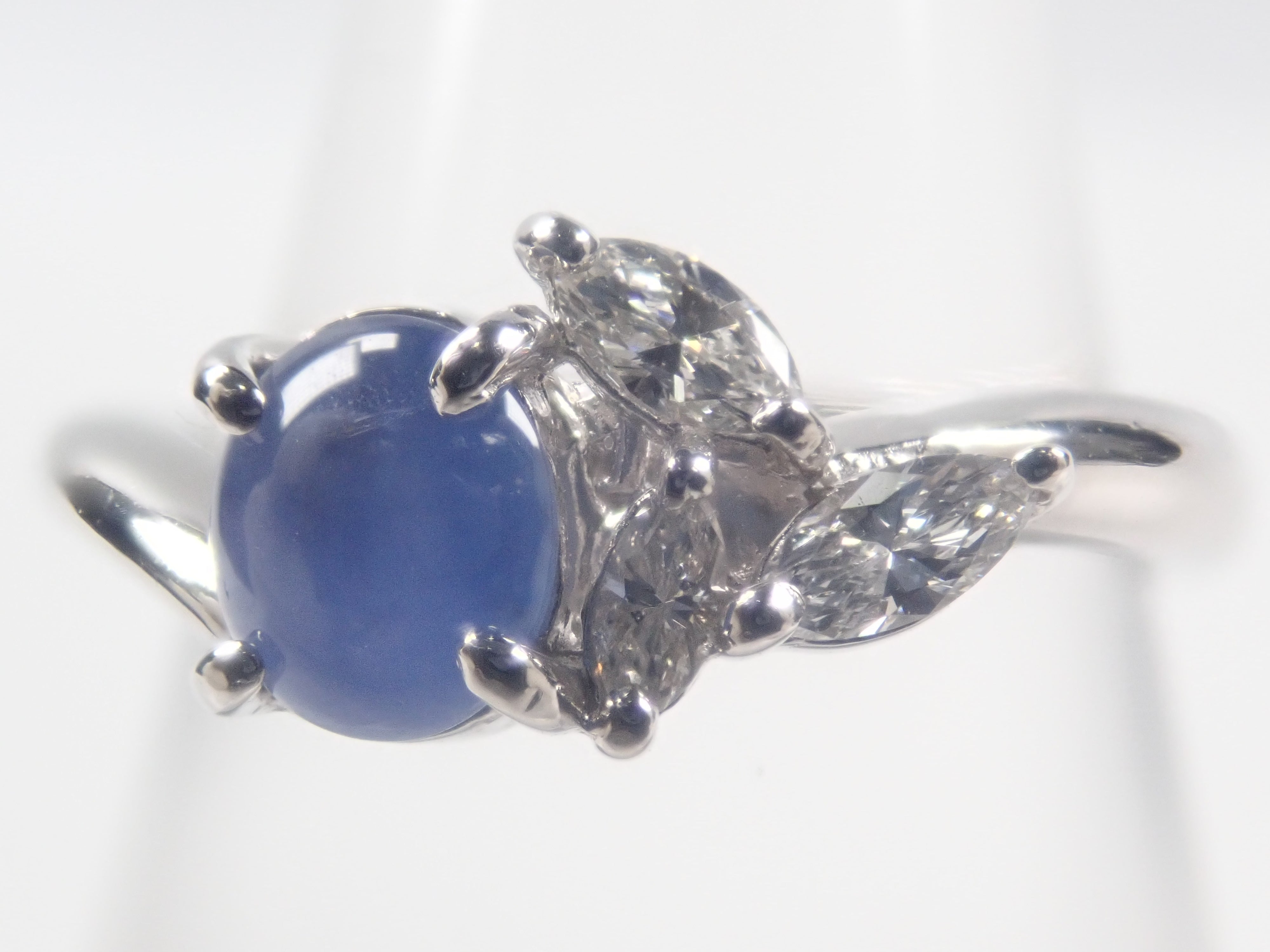 【8/25 22時販売】【カラフリ】Pt900 スターサファイア 0.744ct・ダイヤモンド0.167ctリング 鑑別書