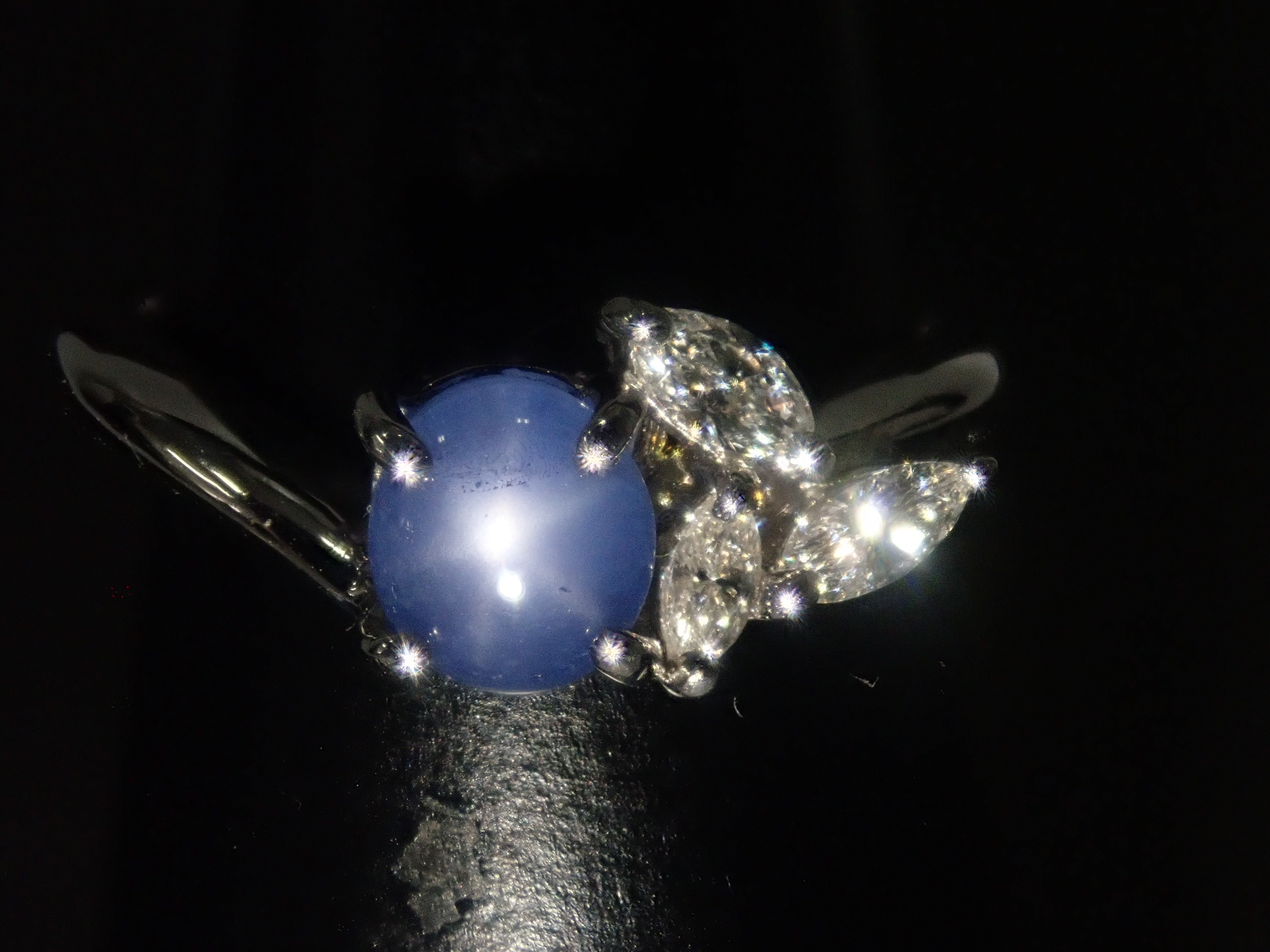 【8/25 22時販売】【カラフリ】Pt900 スターサファイア 0.744ct・ダイヤモンド0.167ctリング 鑑別書