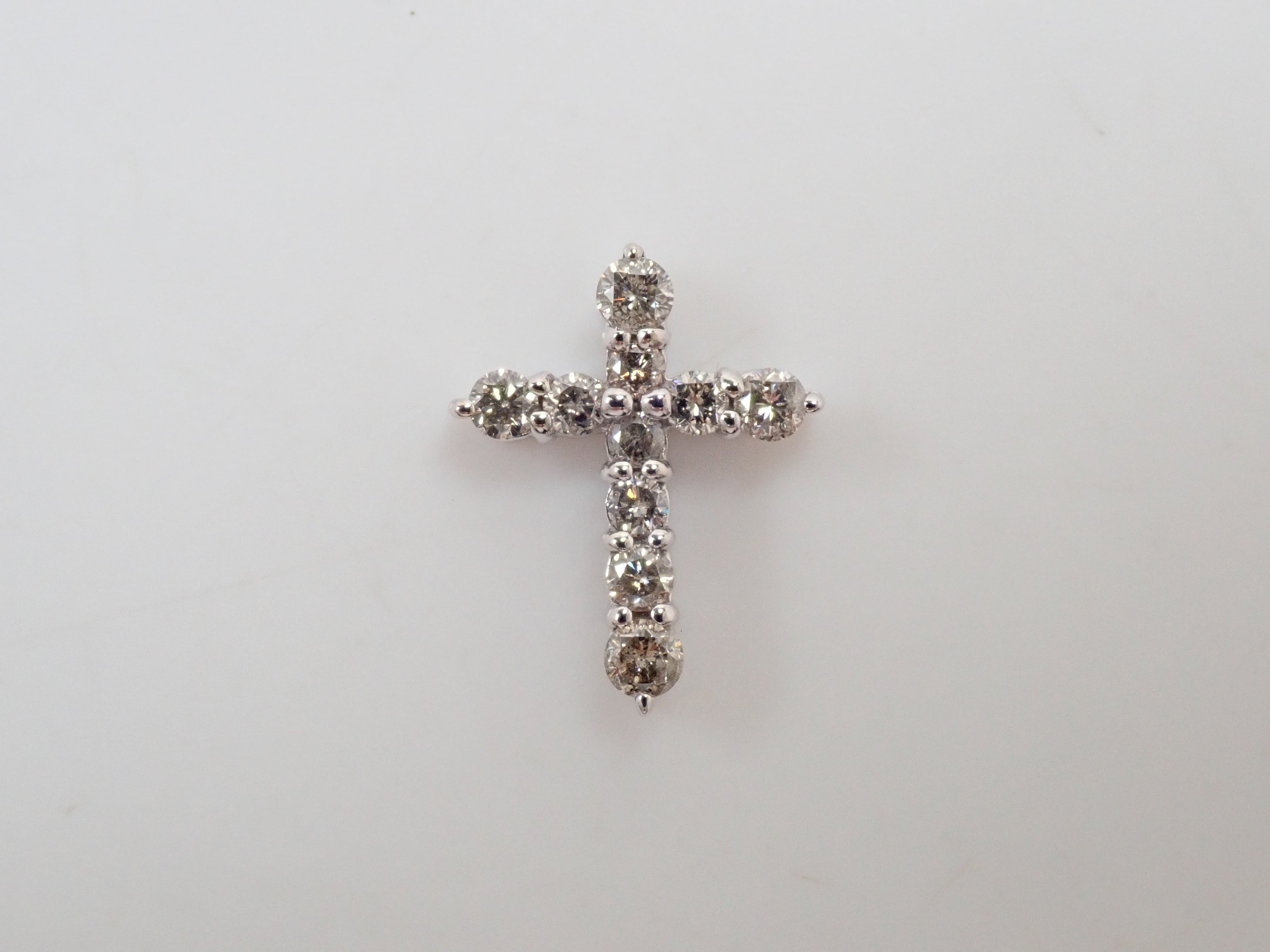 K18WG ダイヤモンド 0.5ct クロスモチーフ ペンダントトップ