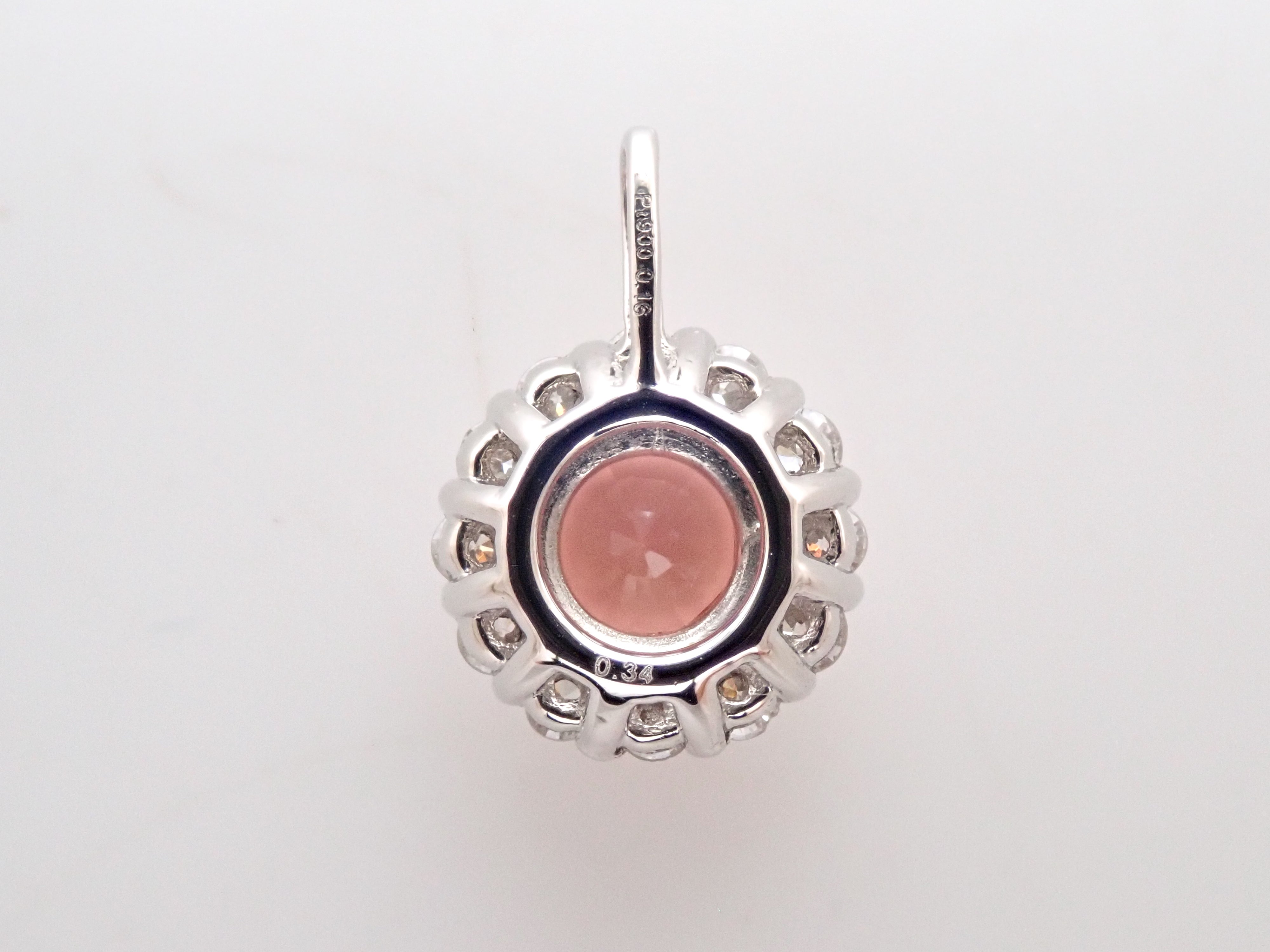 【抽選販売0812_06】Pt900 マダガスカル産パパラチアサファイア 4.2mm/0.34ct ・ダイヤモンド0.18ctペンダントトップ（ネックレストップ）中宝鑑