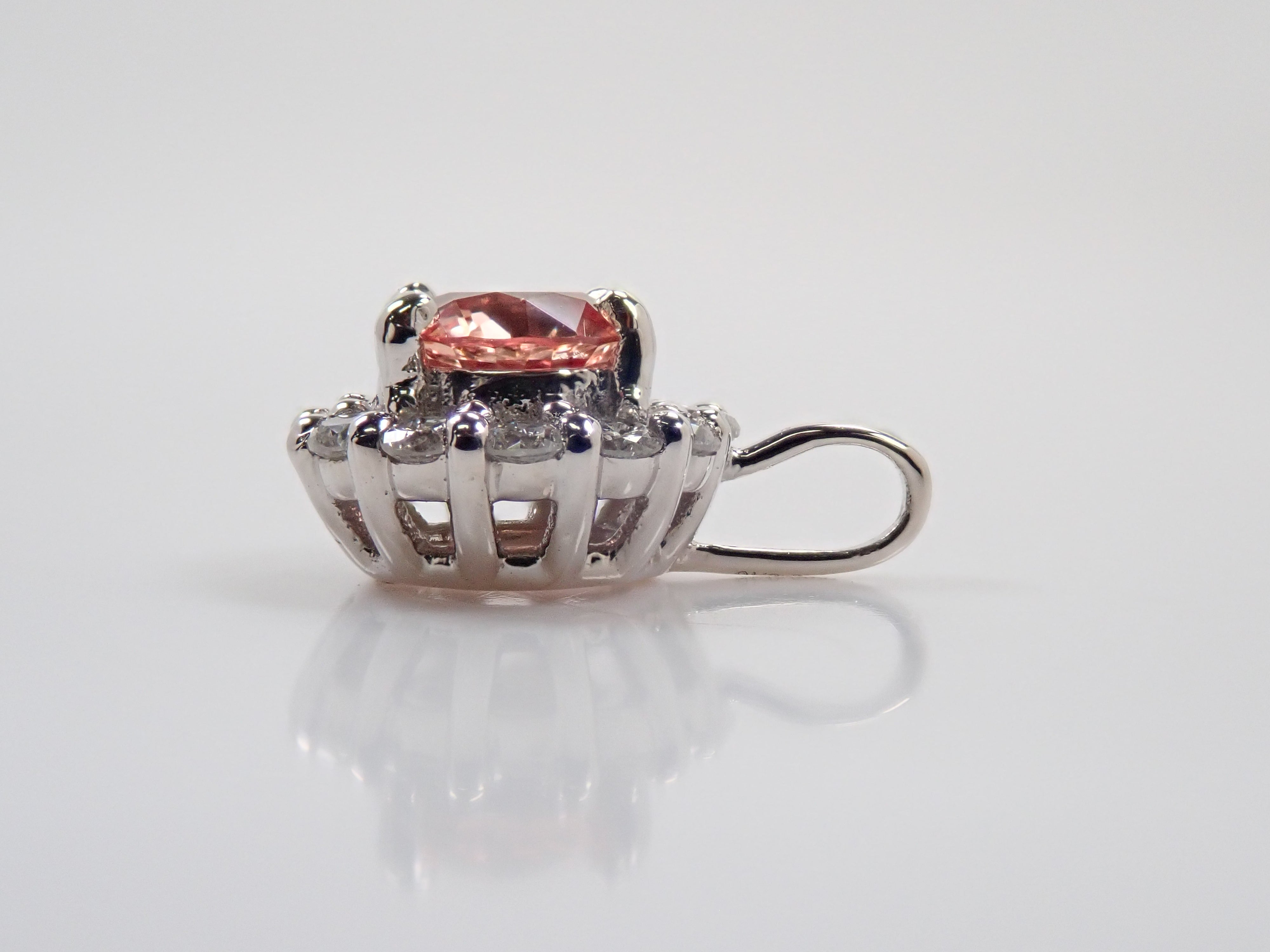 【抽選販売0812_06】Pt900 マダガスカル産パパラチアサファイア 4.2mm/0.34ct ・ダイヤモンド0.18ctペンダントトップ（ネックレストップ）中宝鑑