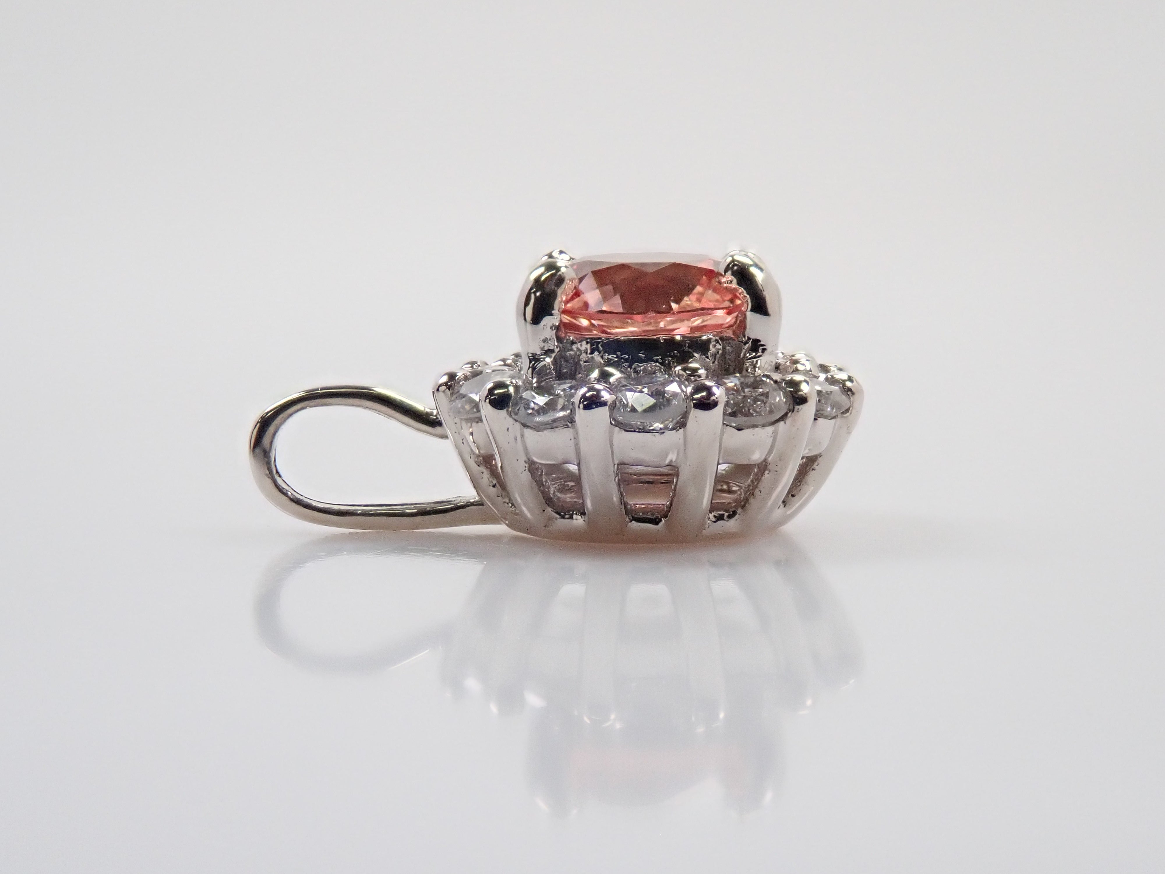 【抽選販売0812_06】Pt900 マダガスカル産パパラチアサファイア 4.2mm/0.34ct ・ダイヤモンド0.18ctペンダントトップ（ネックレストップ）中宝鑑