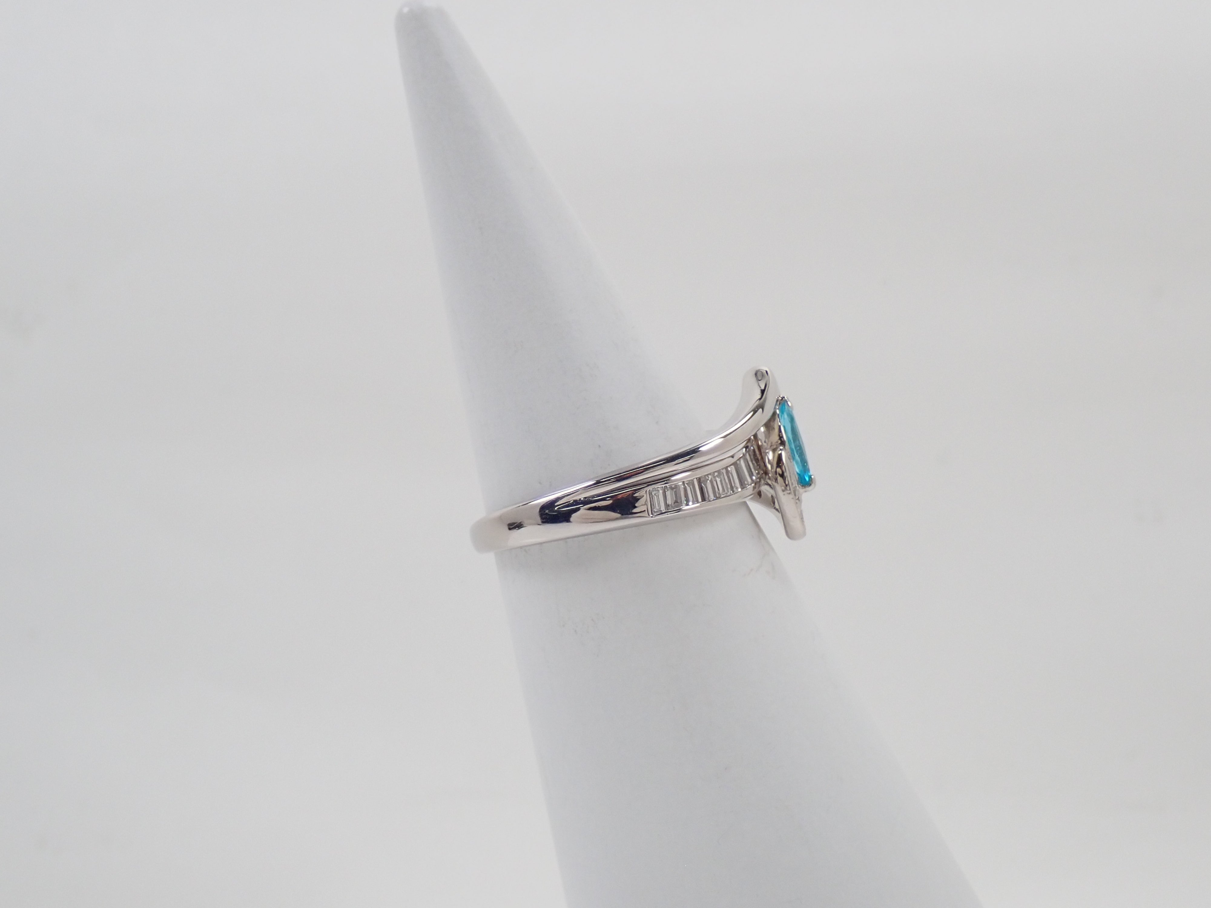 【抽選販売0812_12】Pt900 ブラジル産パライバトルマリン 0.175ct ・ダイヤモンド0.185リング（CuO:1.4%、MnO:0.2%）