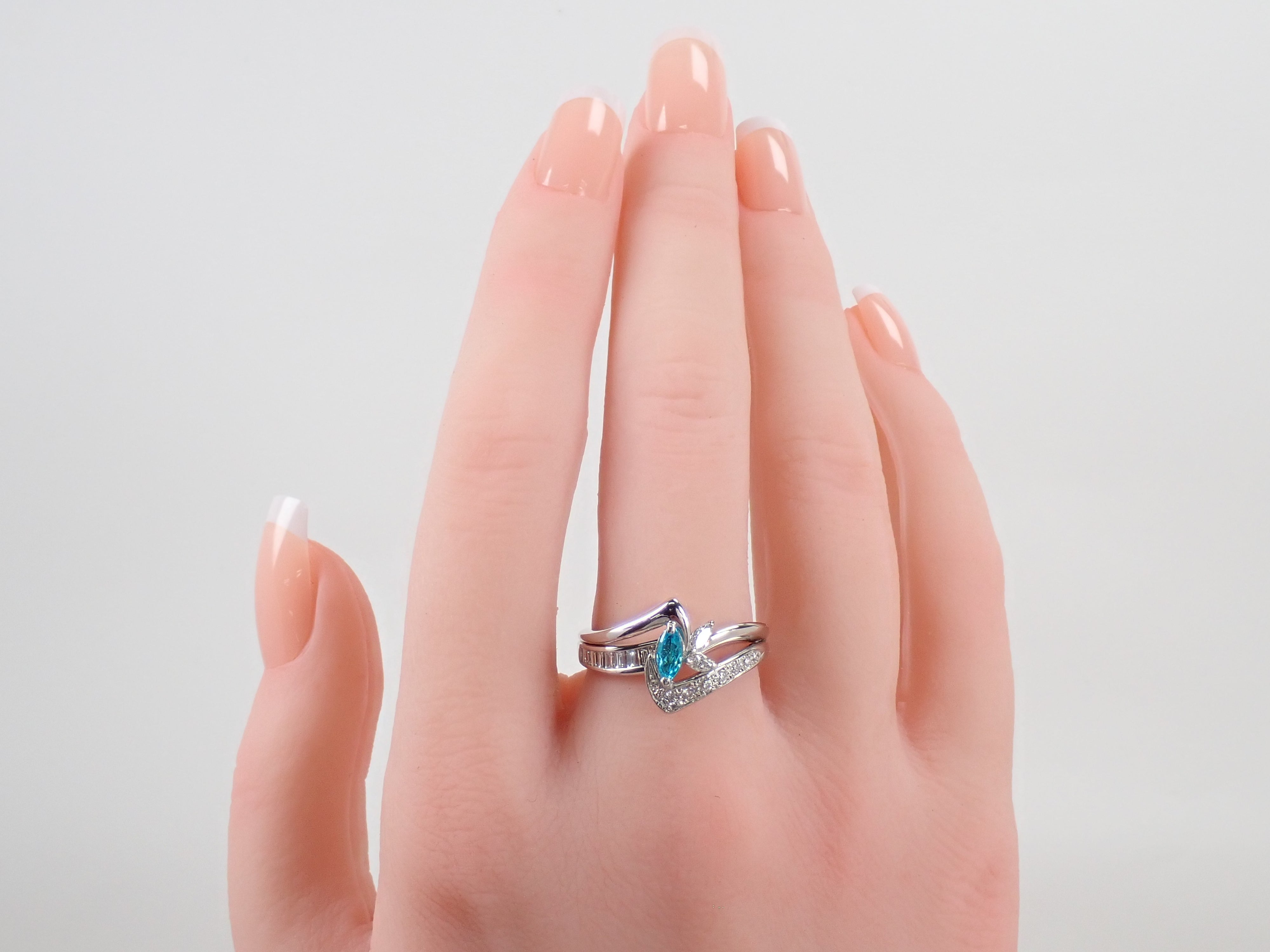 【抽選販売0812_12】Pt900 ブラジル産パライバトルマリン 0.175ct ・ダイヤモンド0.185リング（CuO:1.4%、MnO:0.2%）