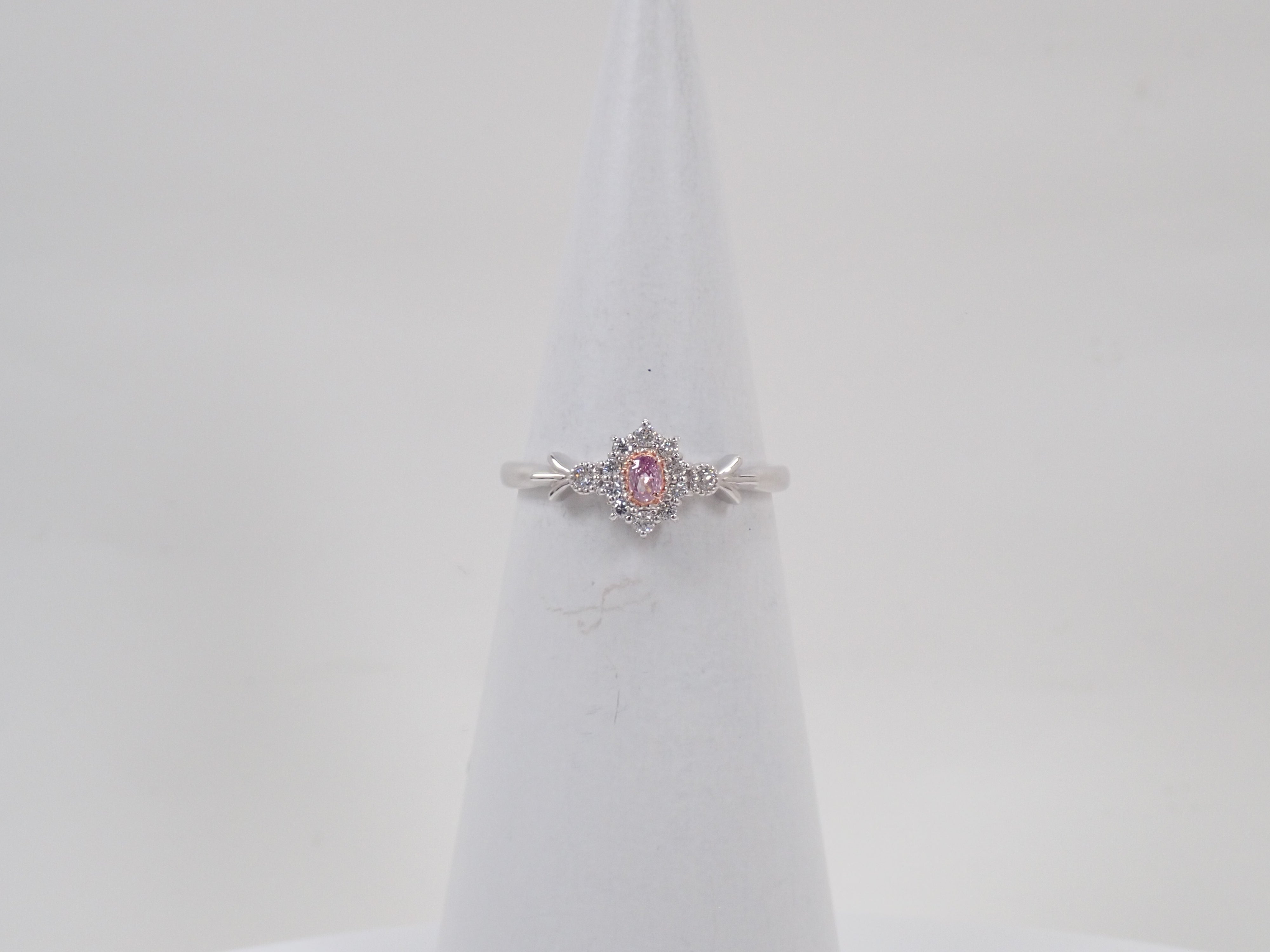 【抽選販売0812_09】Pt950 ピンクダイヤモンド 0.058ct（FANCY INTENSE PURPLE PINK）・ダイヤモンド0.11ctリング 中宝ソーティング