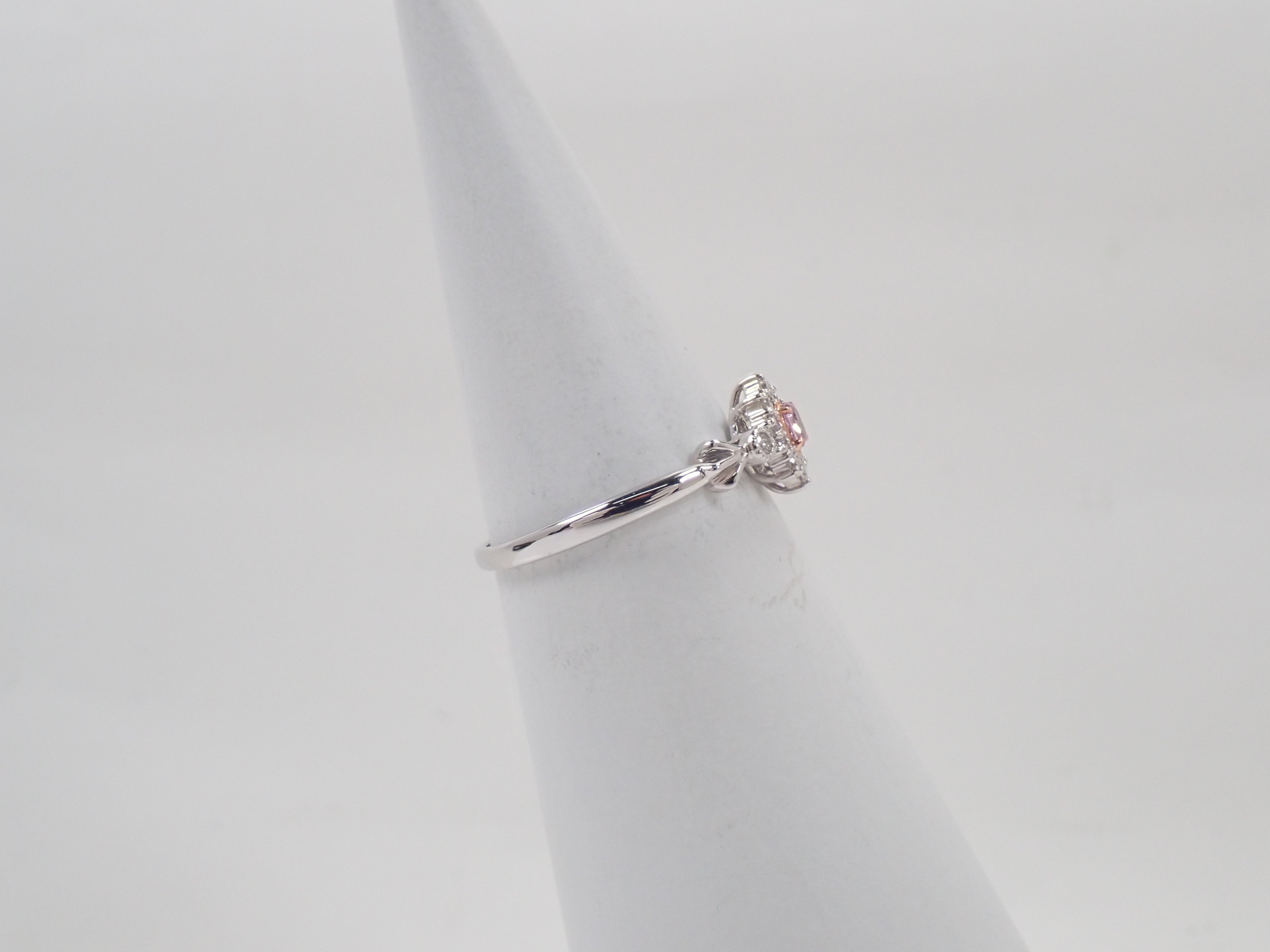 【抽選販売0812_09】Pt950 ピンクダイヤモンド 0.058ct（FANCY INTENSE PURPLE PINK）・ダイヤモンド0.11ctリング 中宝ソーティング