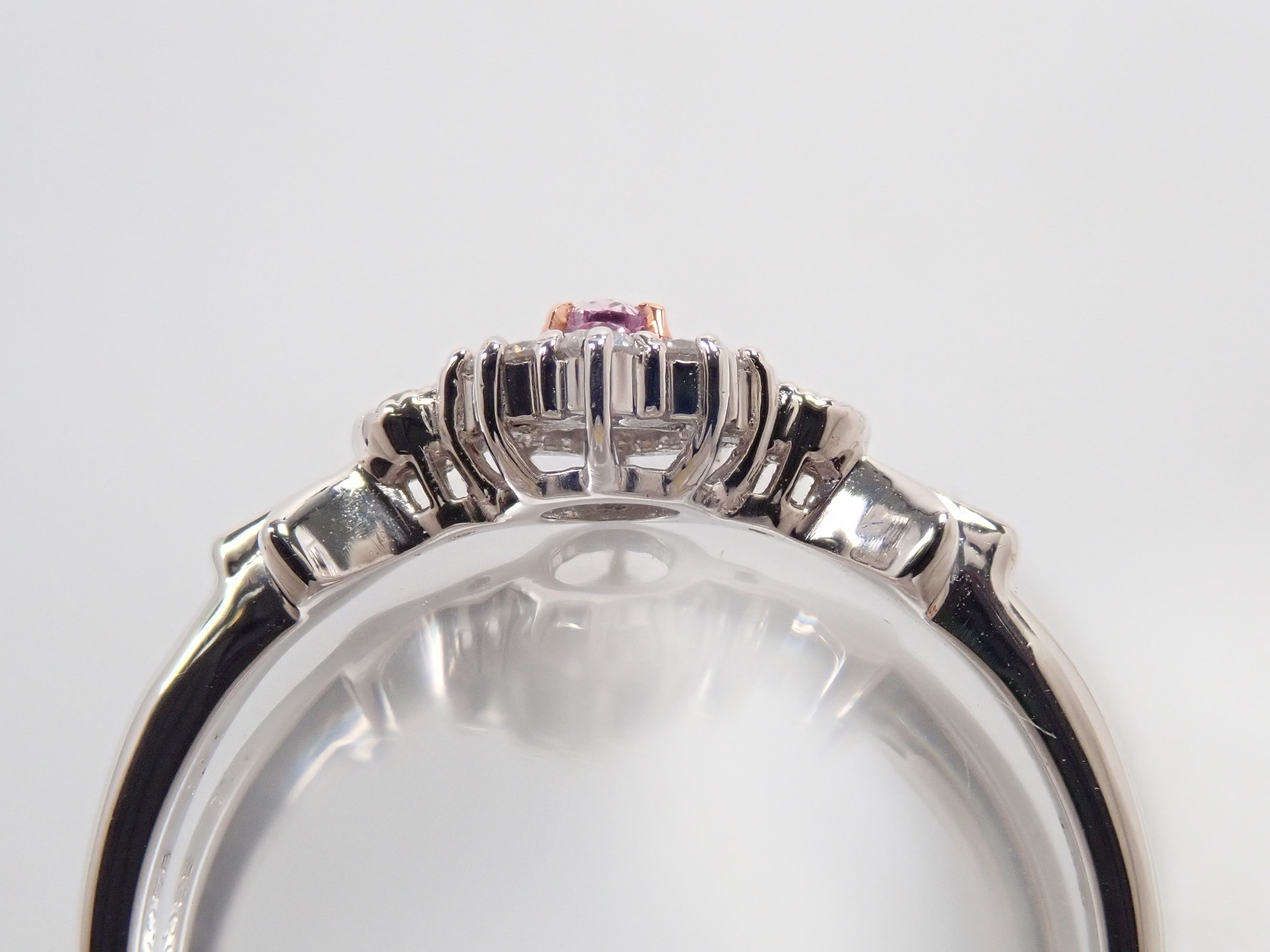 【抽選販売0812_09】Pt950 ピンクダイヤモンド 0.058ct（FANCY INTENSE PURPLE PINK）・ダイヤモンド0.11ctリング 中宝ソーティング