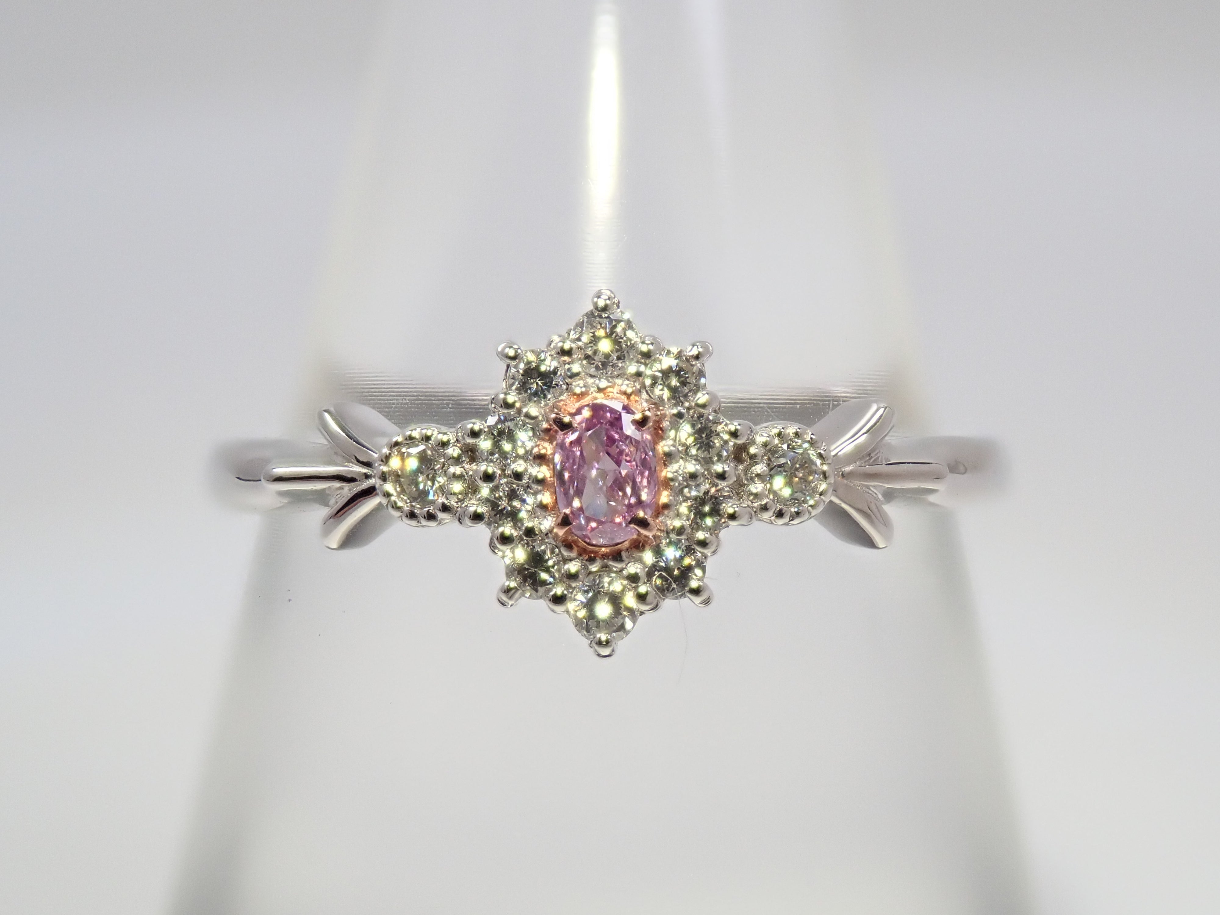 【抽選販売0812_09】Pt950 ピンクダイヤモンド 0.058ct（FANCY INTENSE PURPLE PINK）・ダイヤモンド0.11ctリング 中宝ソーティング