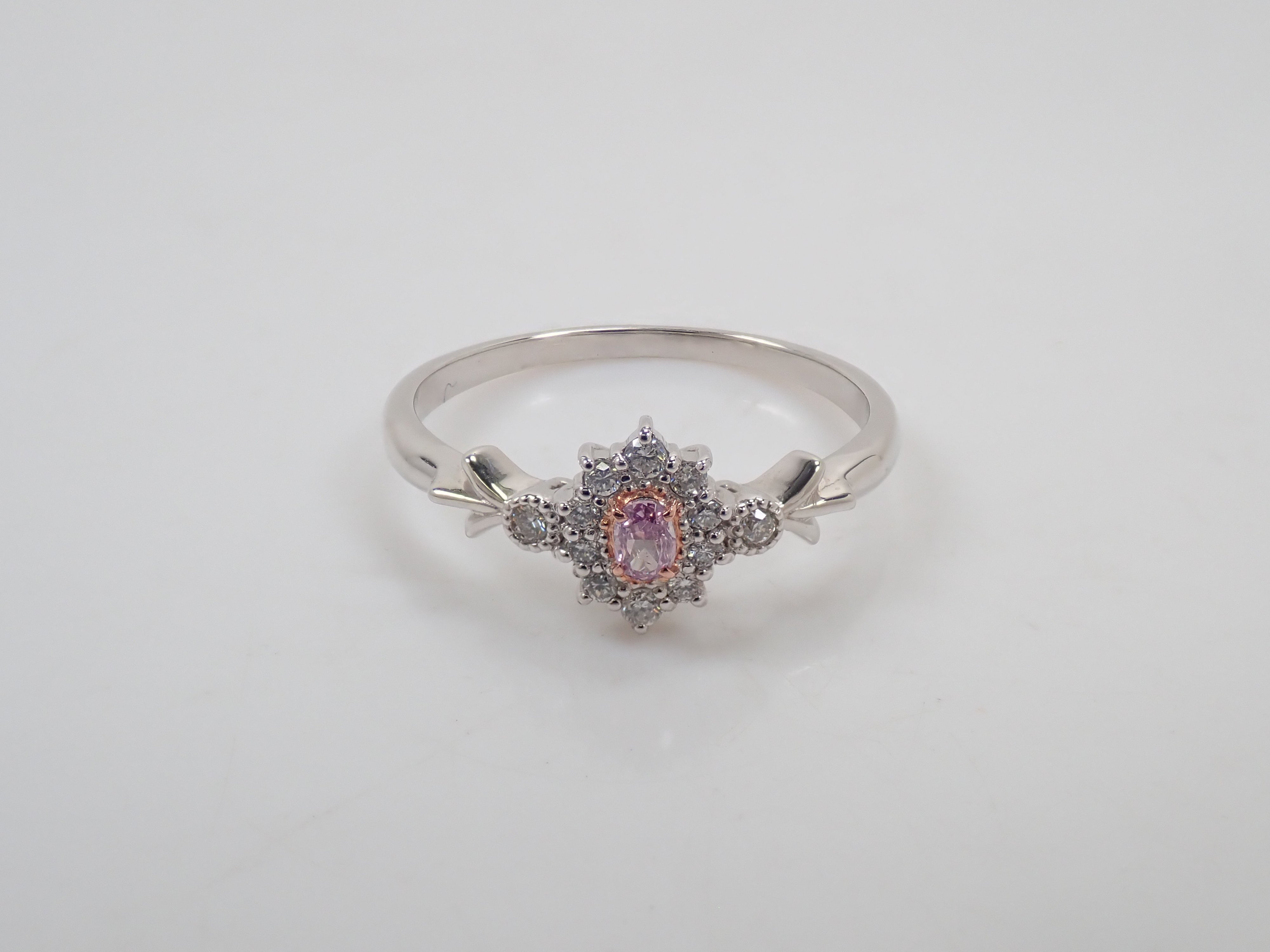【抽選販売0812_09】Pt950 ピンクダイヤモンド 0.058ct（FANCY INTENSE PURPLE PINK）・ダイヤモンド0.11ctリング 中宝ソーティング
