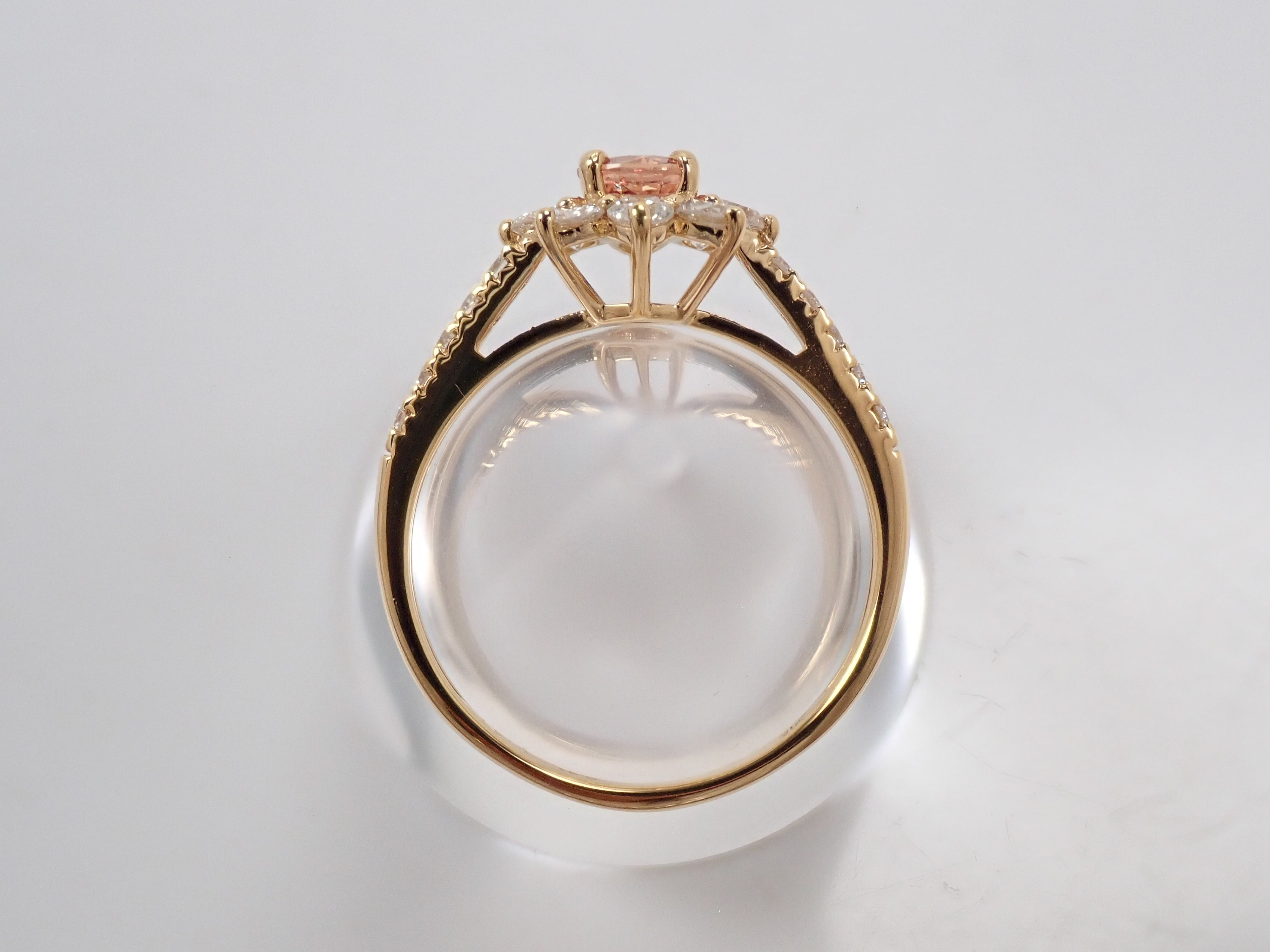【抽選販売0812_11】K18 マダガスカル産パパラチアサファイア 0.412ct・ダイヤモンド0.57ctリング